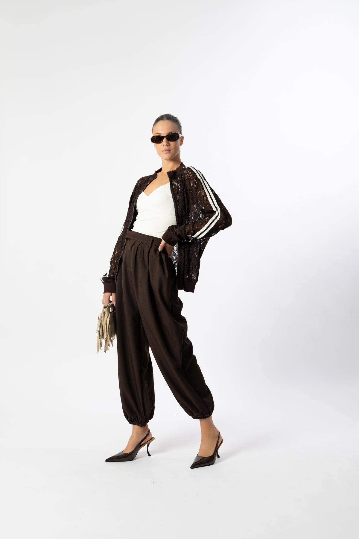 Pantalone balloon marrone