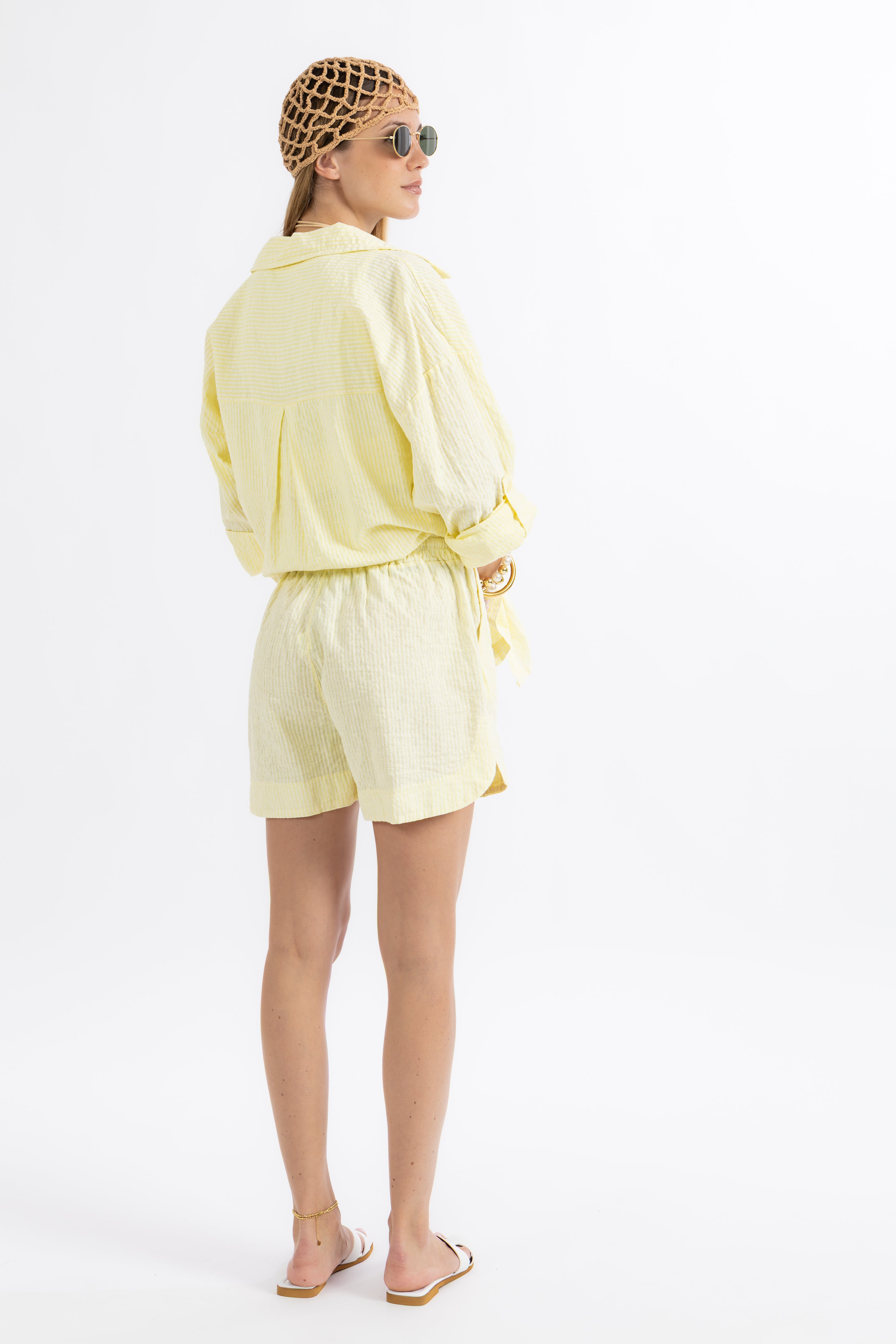 Short giallo gessato