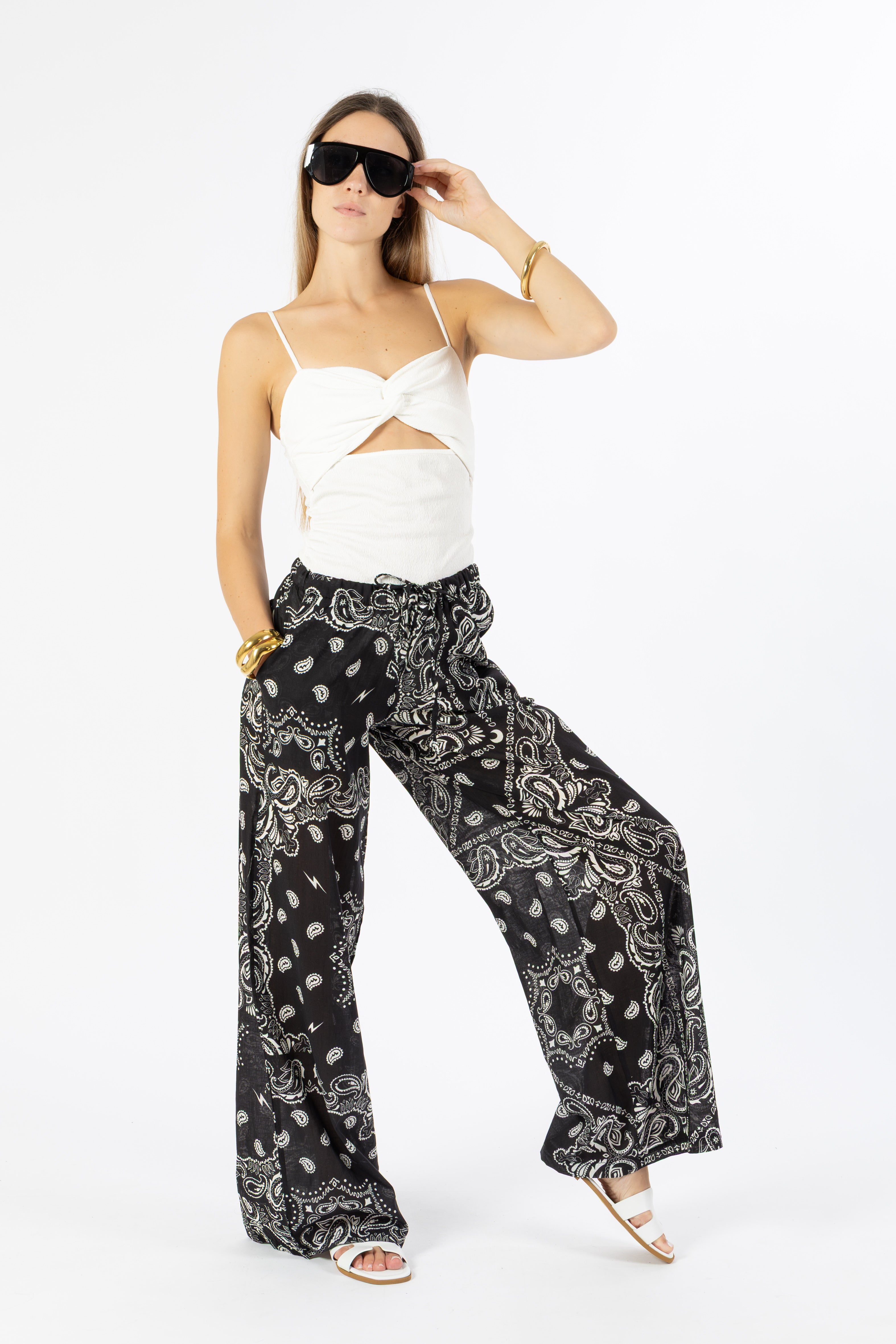 Pantalone bandana nero