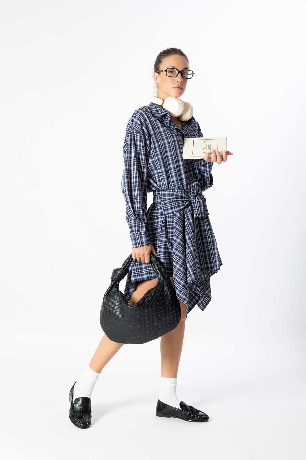 Camicia over quadri blu