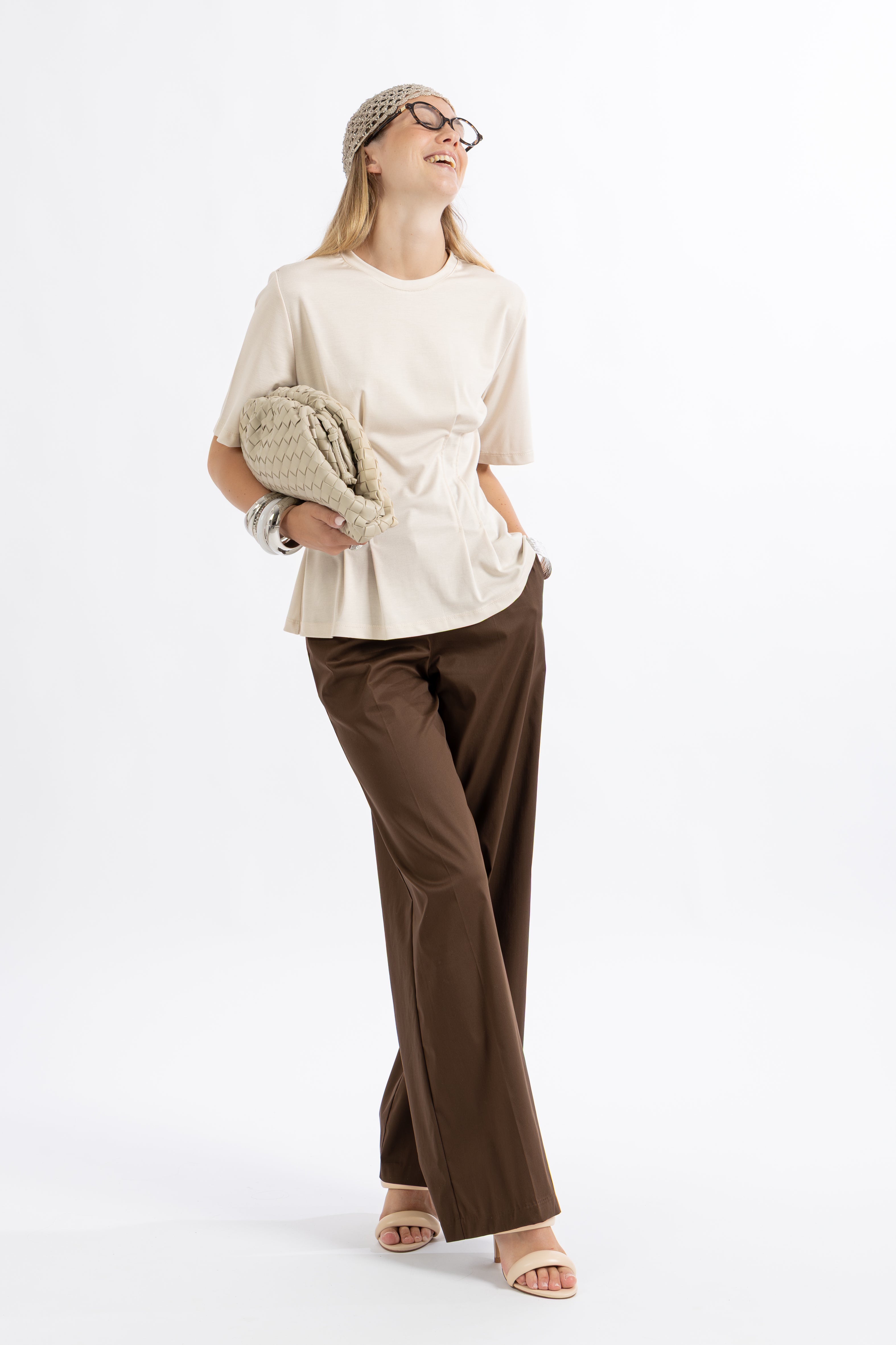 Pantalone marrone popeline