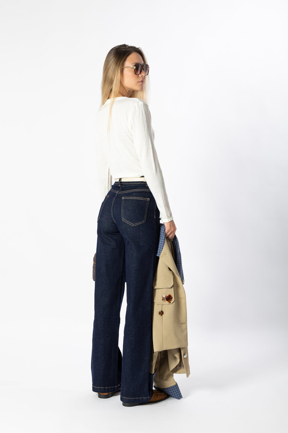 Jeans wide leg denim scuro