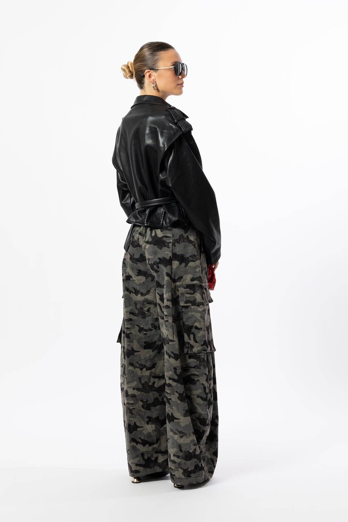 Jeans camouflage nero