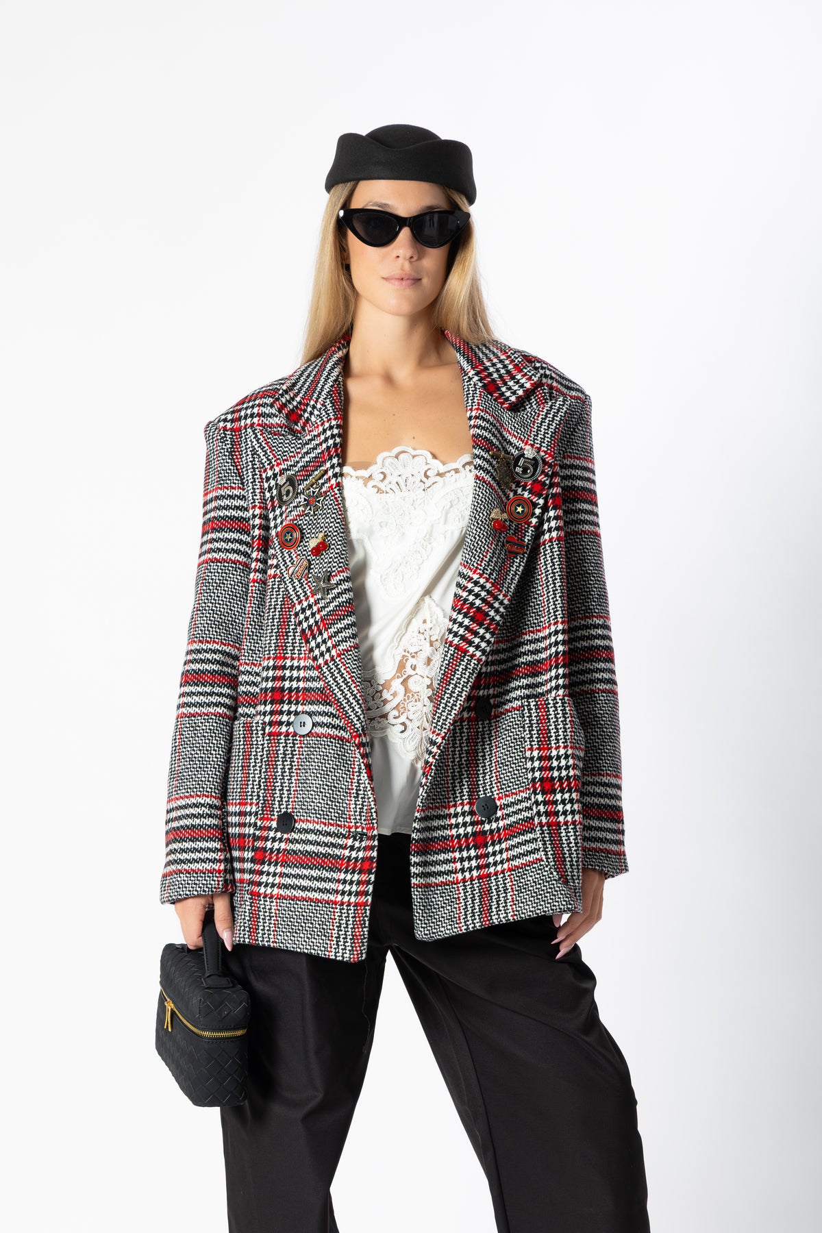 Blazer tartan rosso