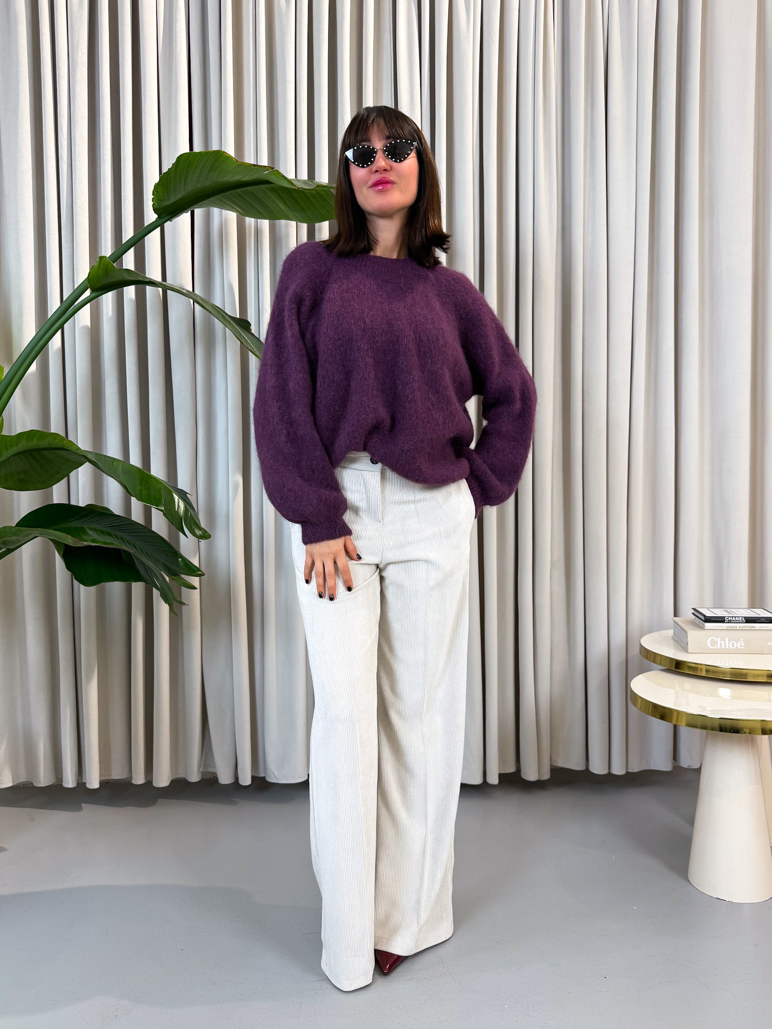 Maglione alpaca viola