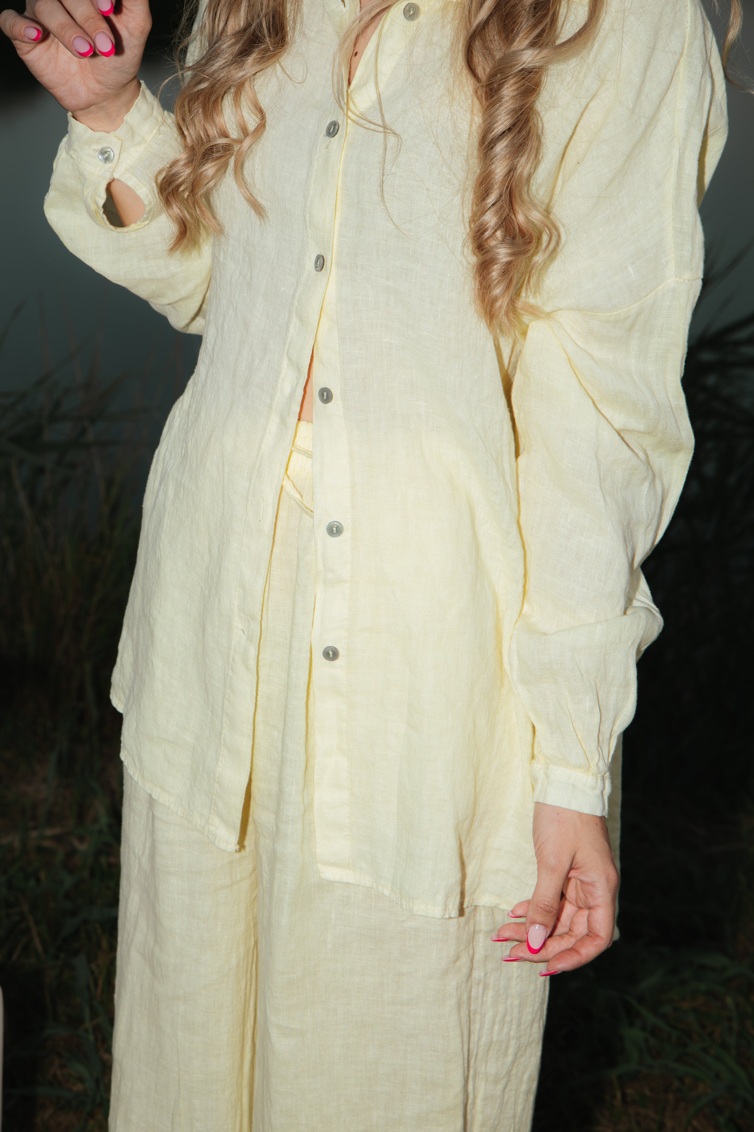 Camicia over lino giallo