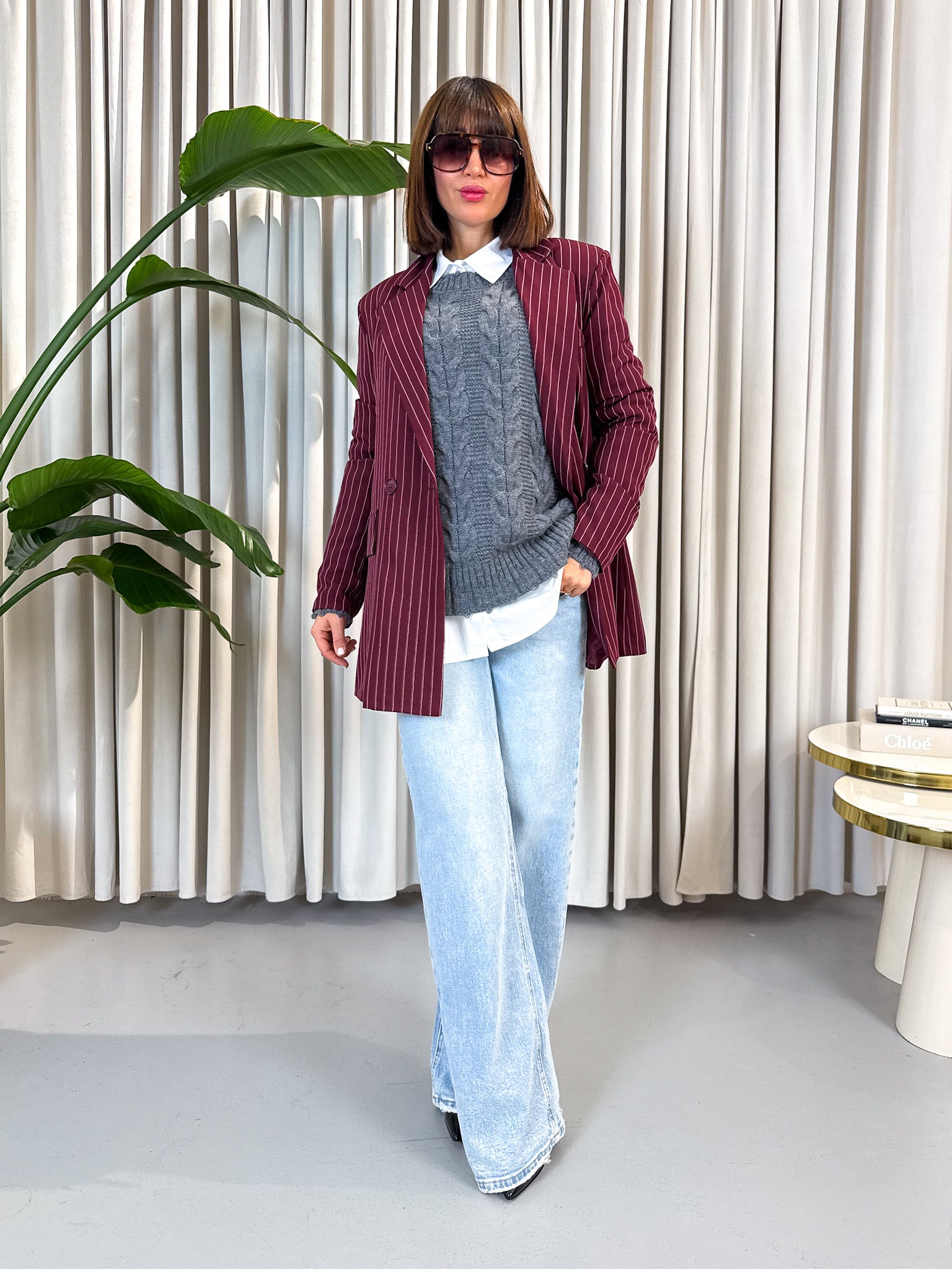 Jeans wide leg chiaro