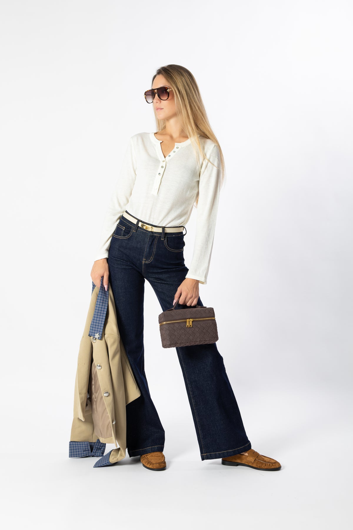 Jeans wide leg denim scuro