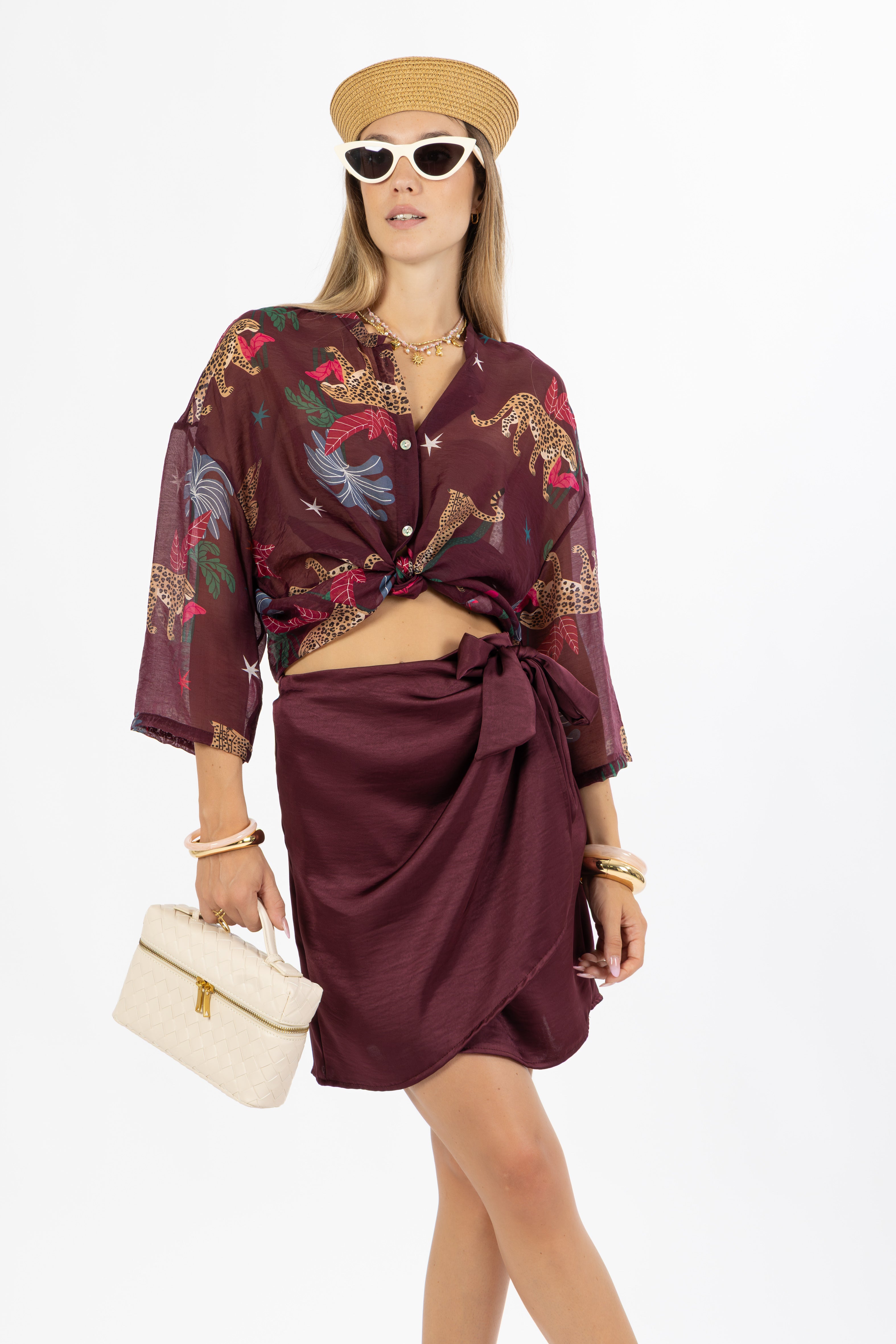 Camicia safari bordeaux