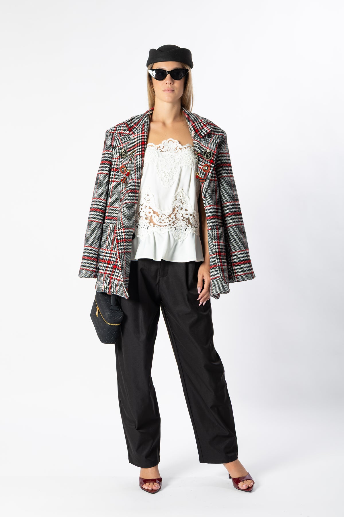 Blazer tartan rosso