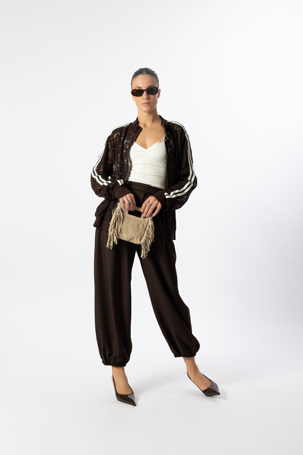 Pantalone balloon marrone