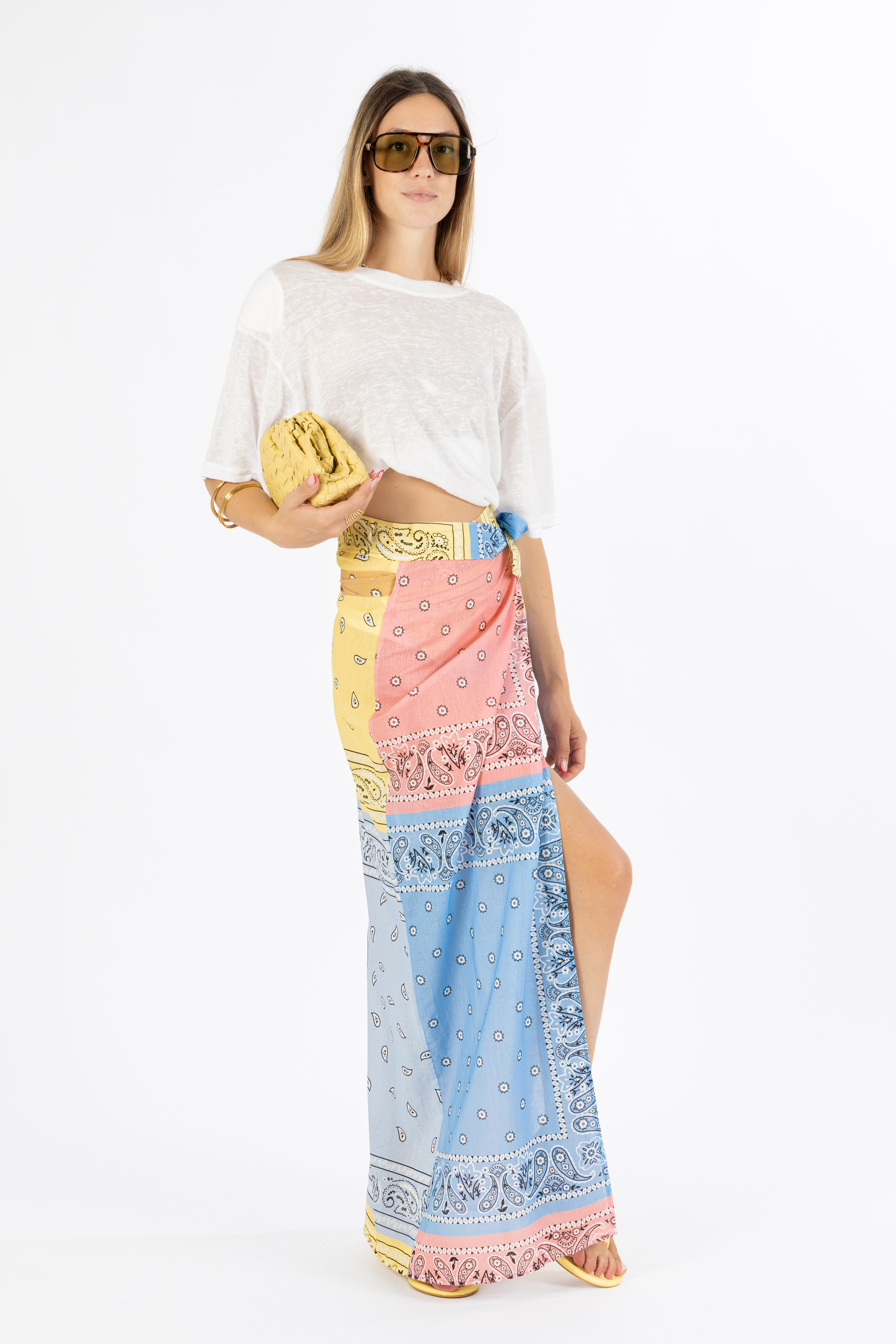 Pareo bandana azzurro/rosa