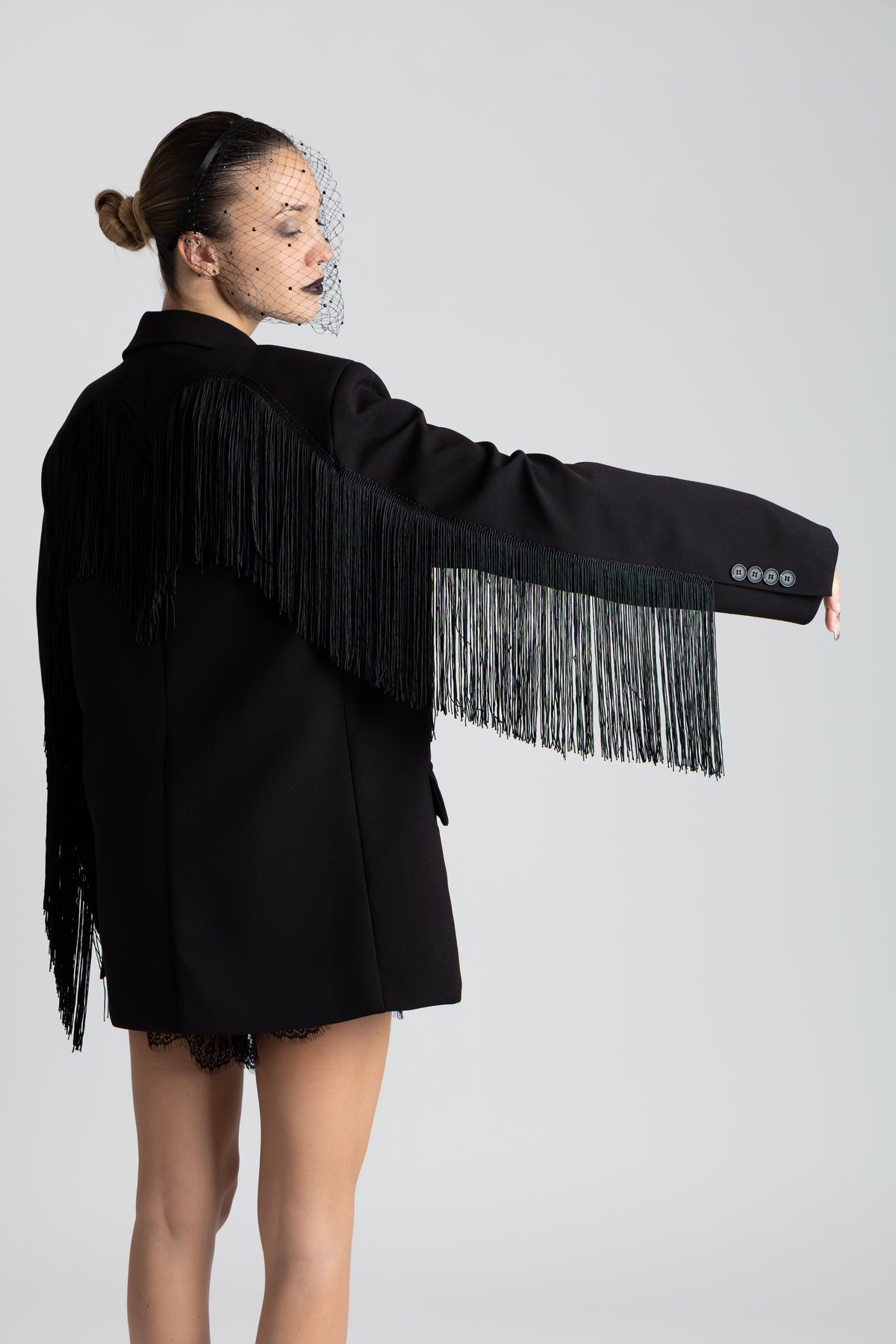 Blazer frange nero