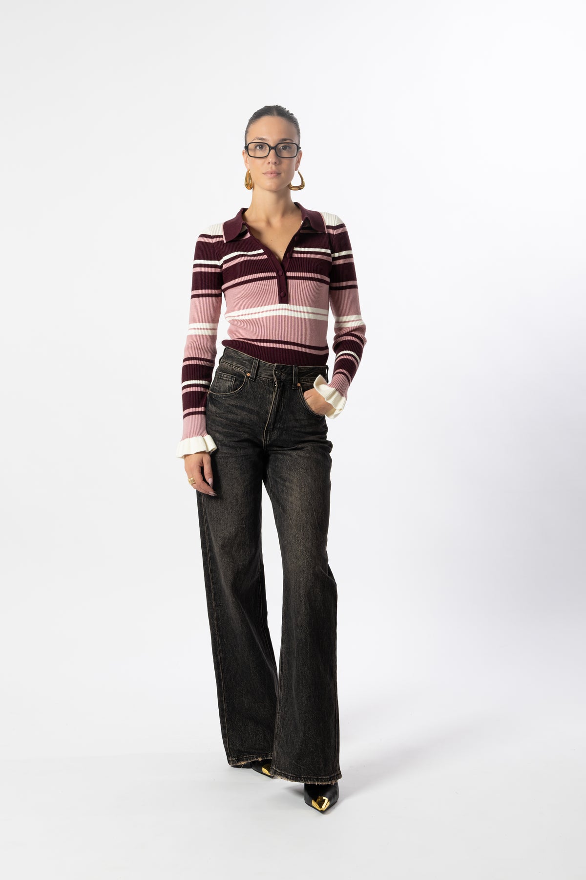 Jeans wide leg caffè