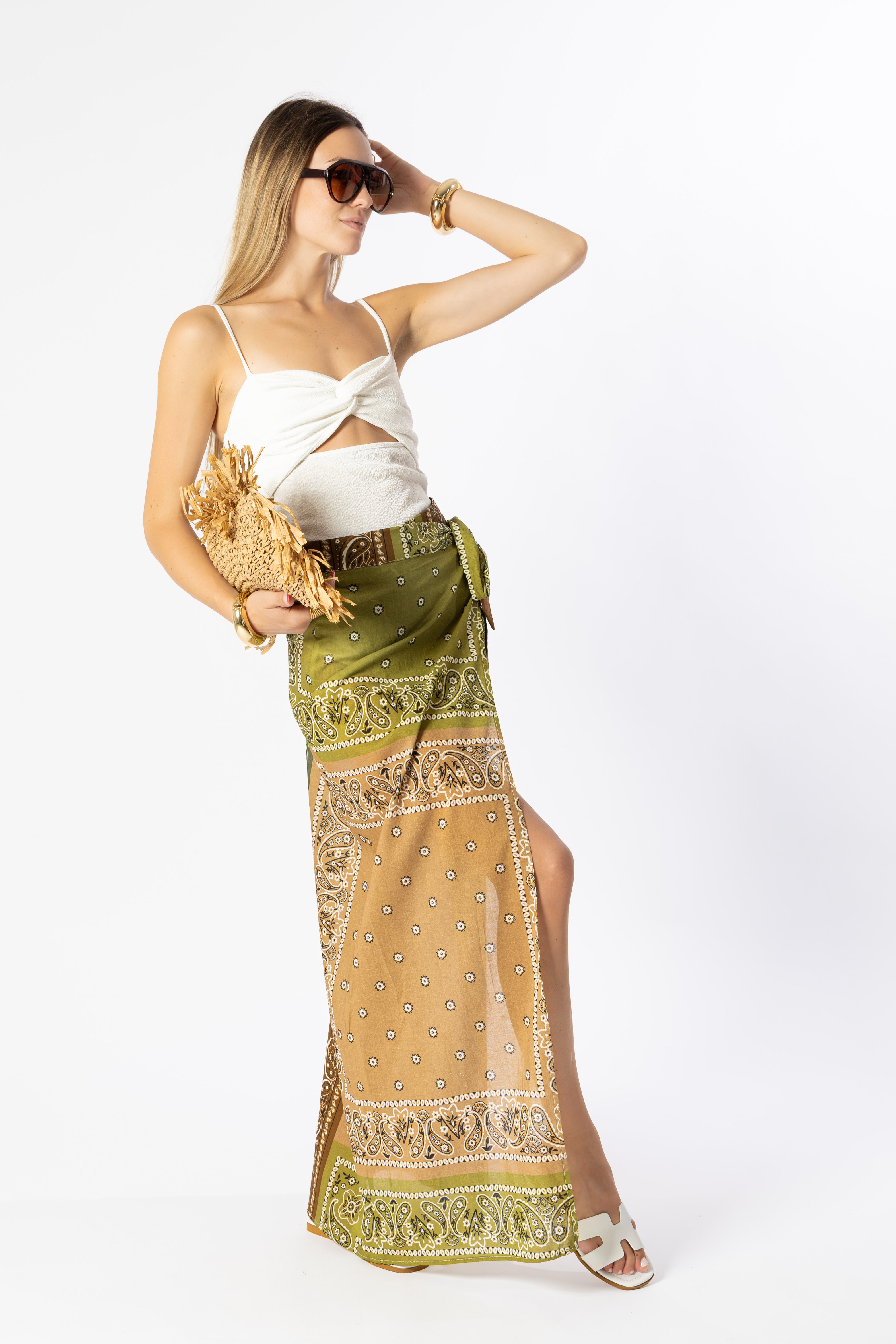 Pareo bandana verde/beige