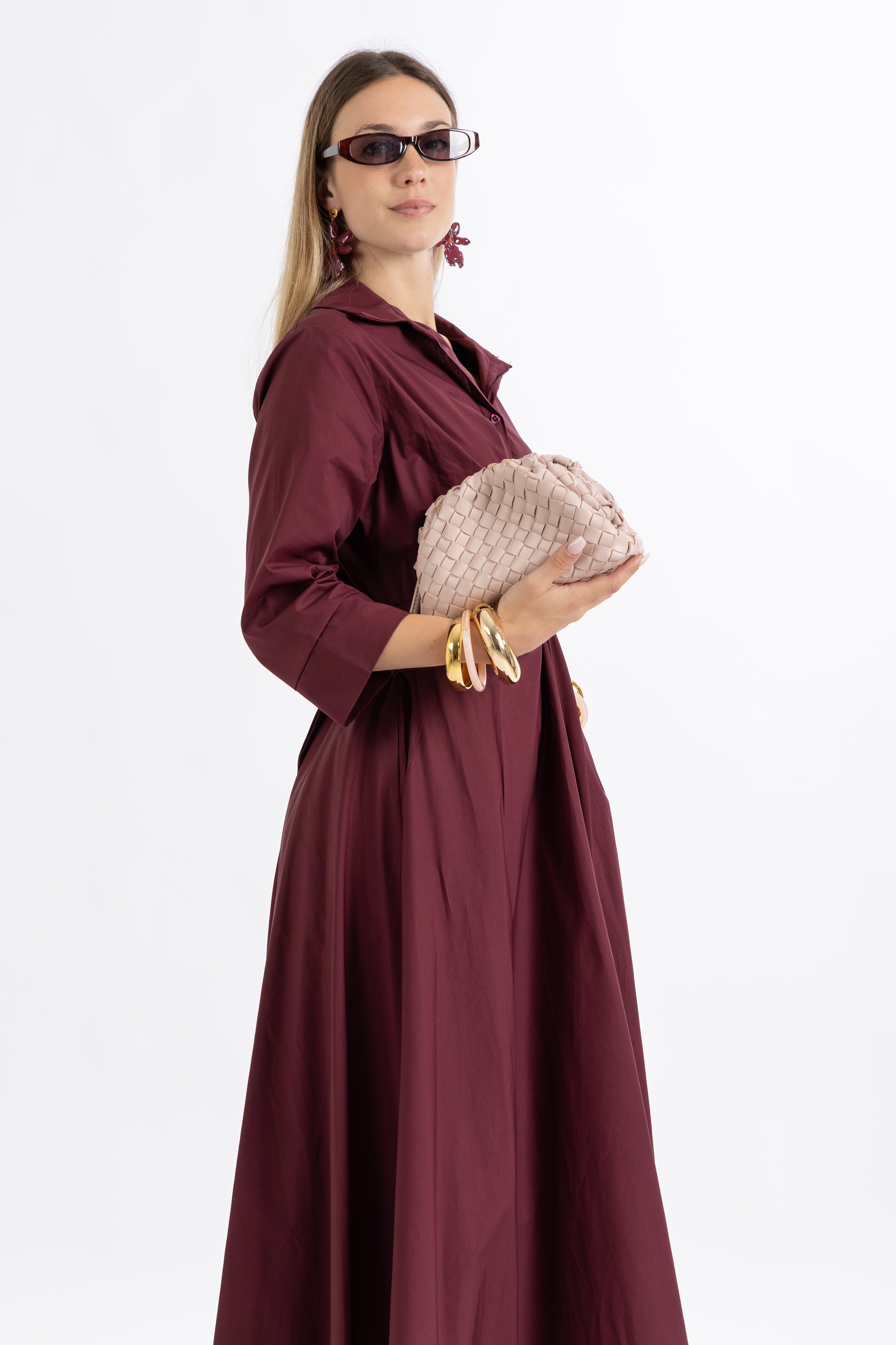 Abito popeline bordeaux