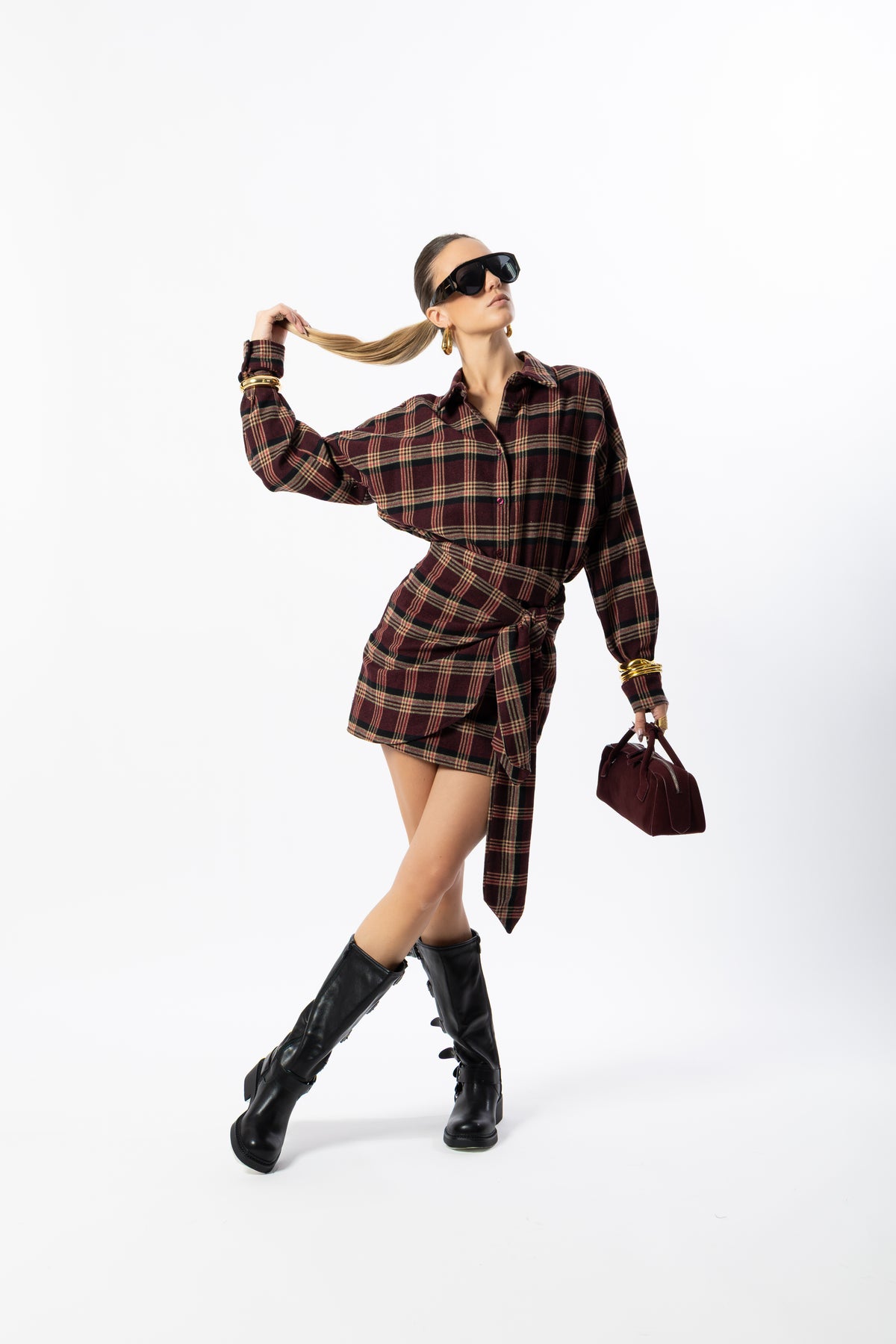 Minigonna tartan bordeaux