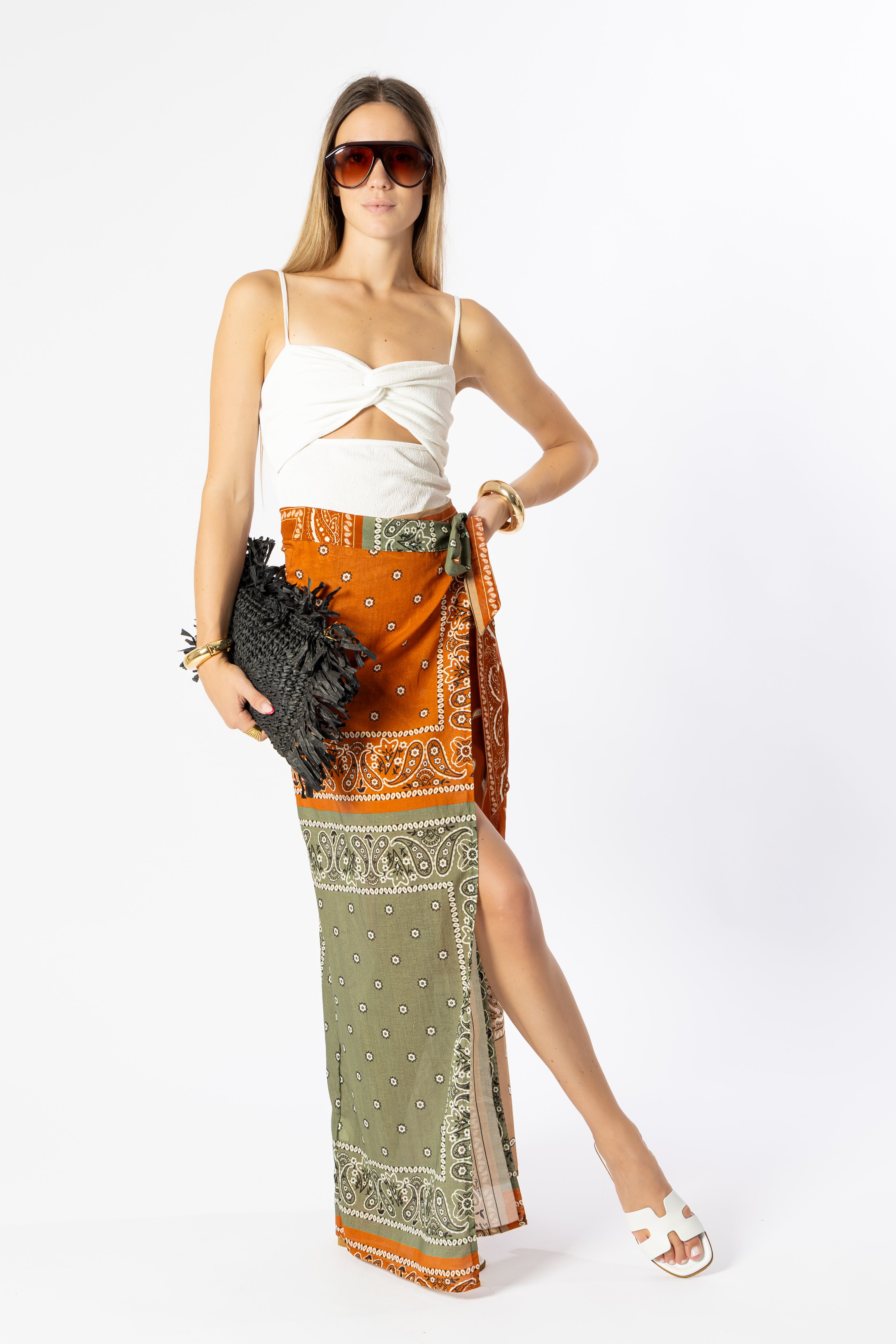 Pareo bandana arancione/verde