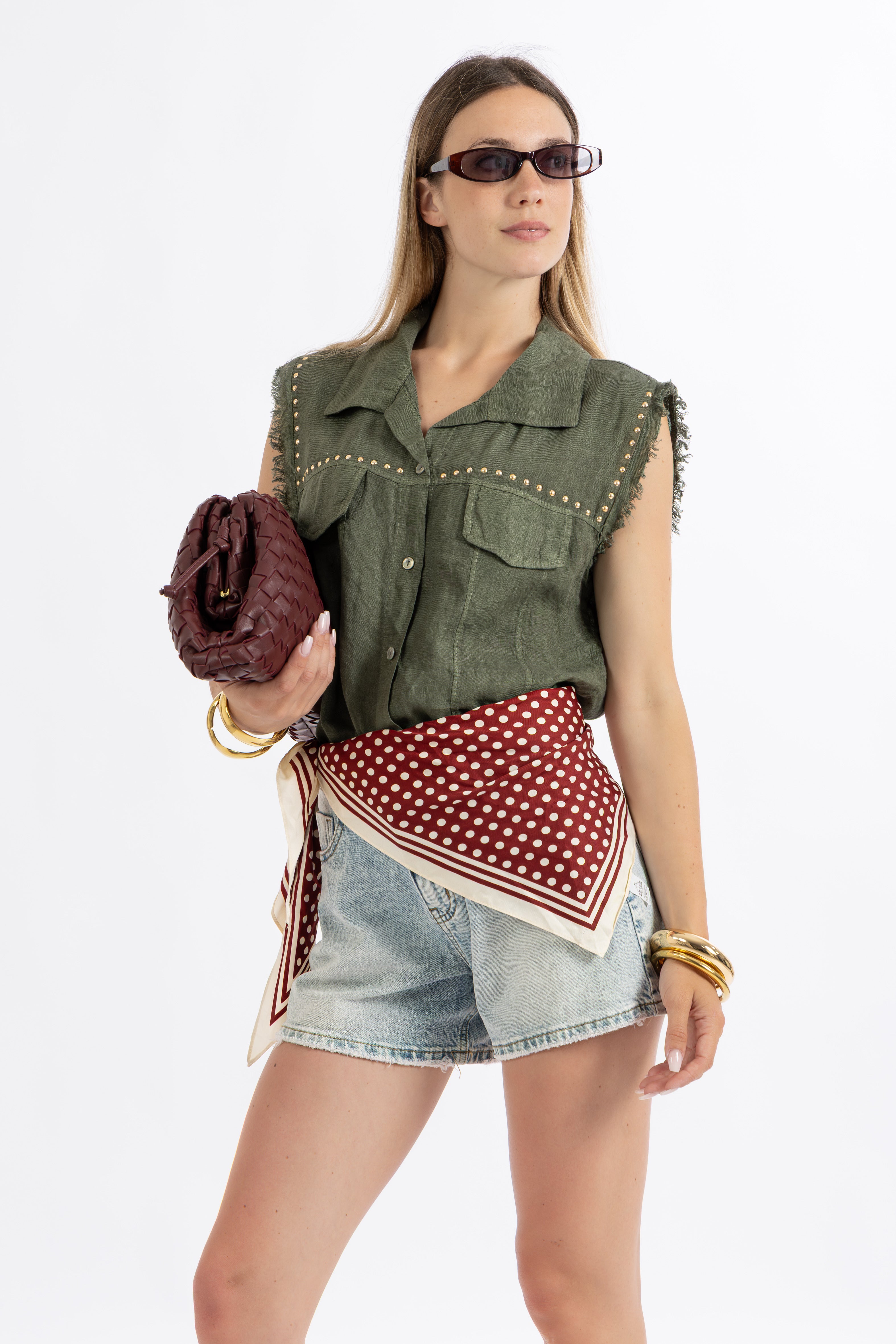 Camicia borchie verde
