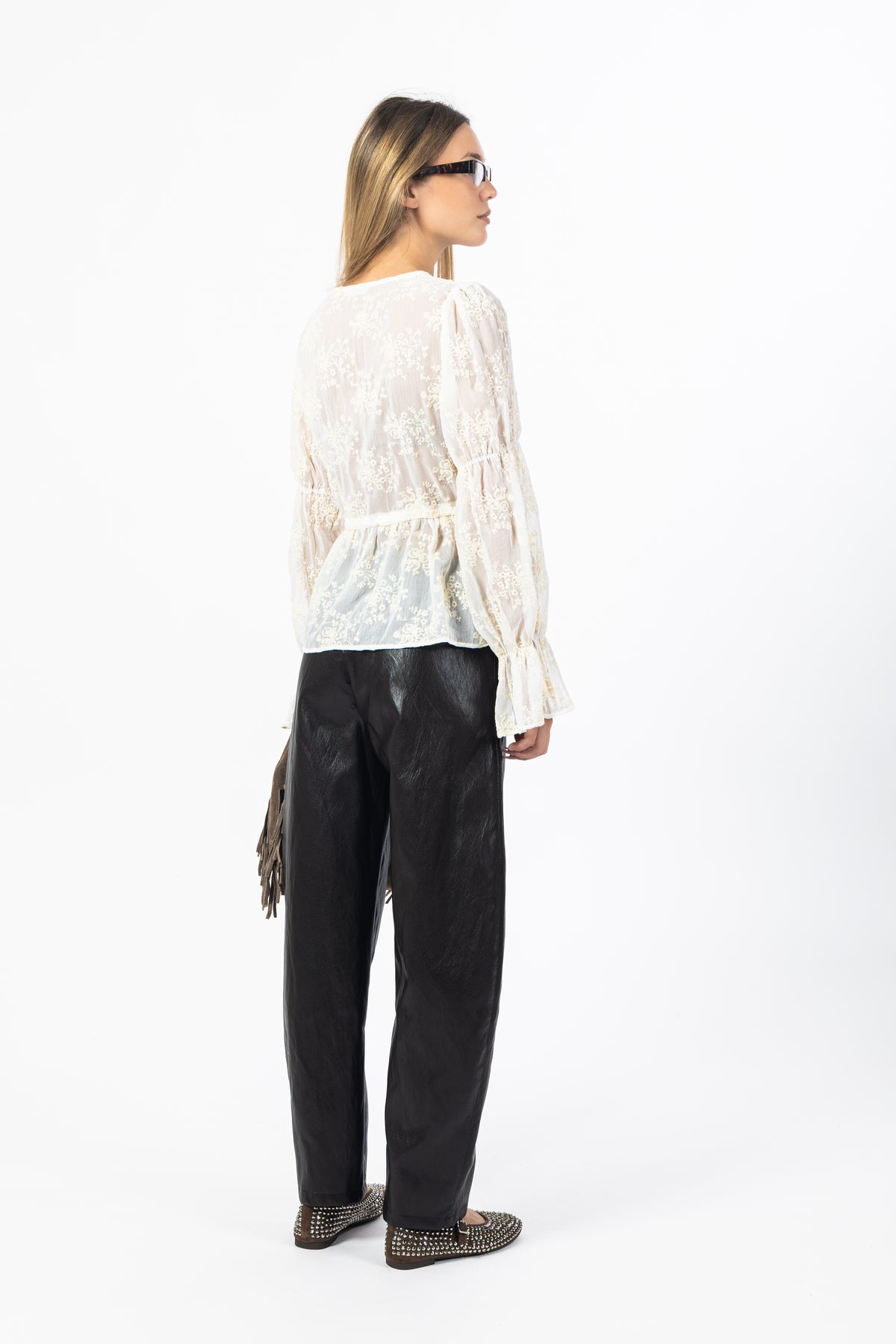 Pantalone balloon marrone simil pelle