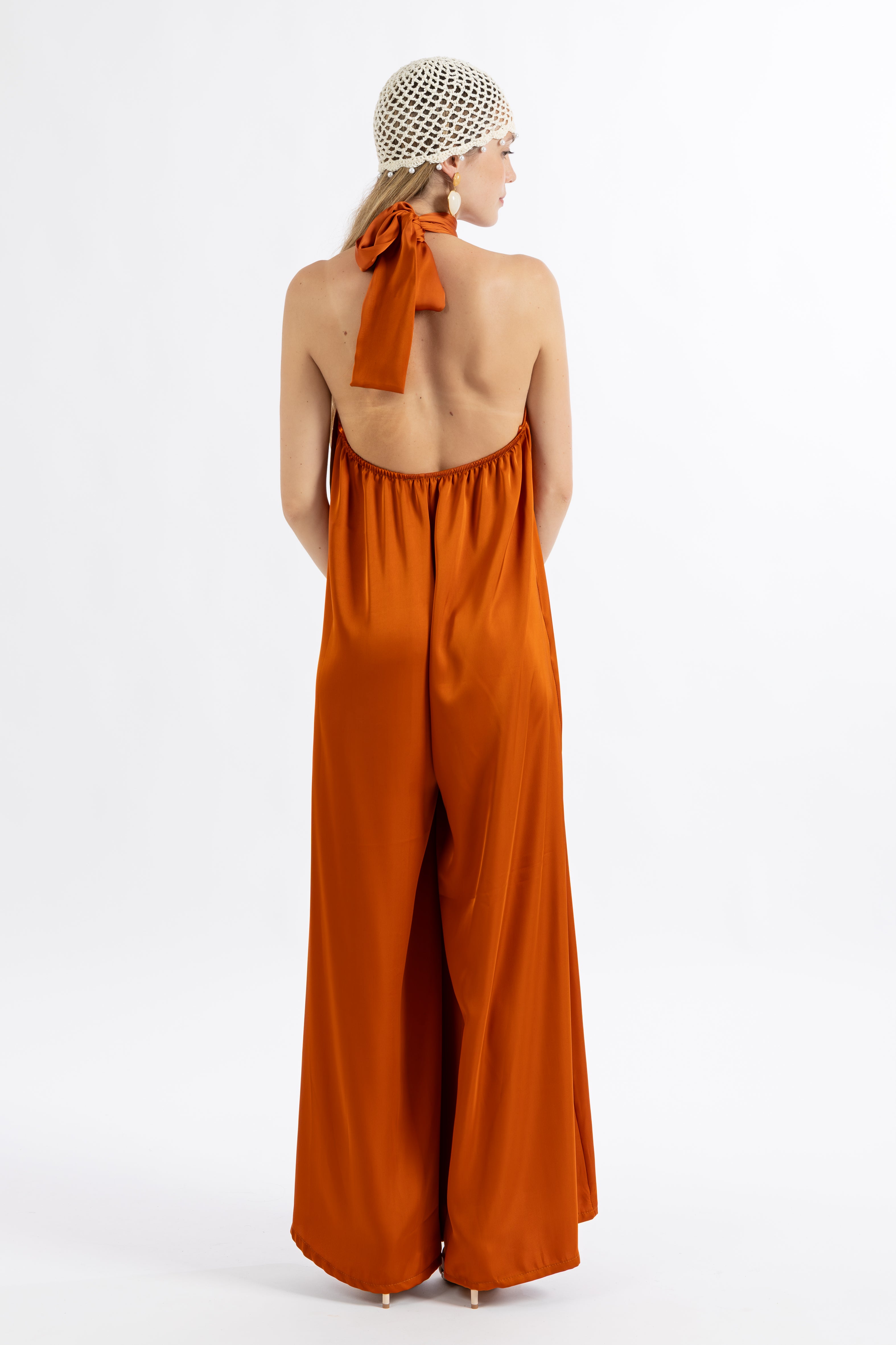 Jumpsuit raso arancione
