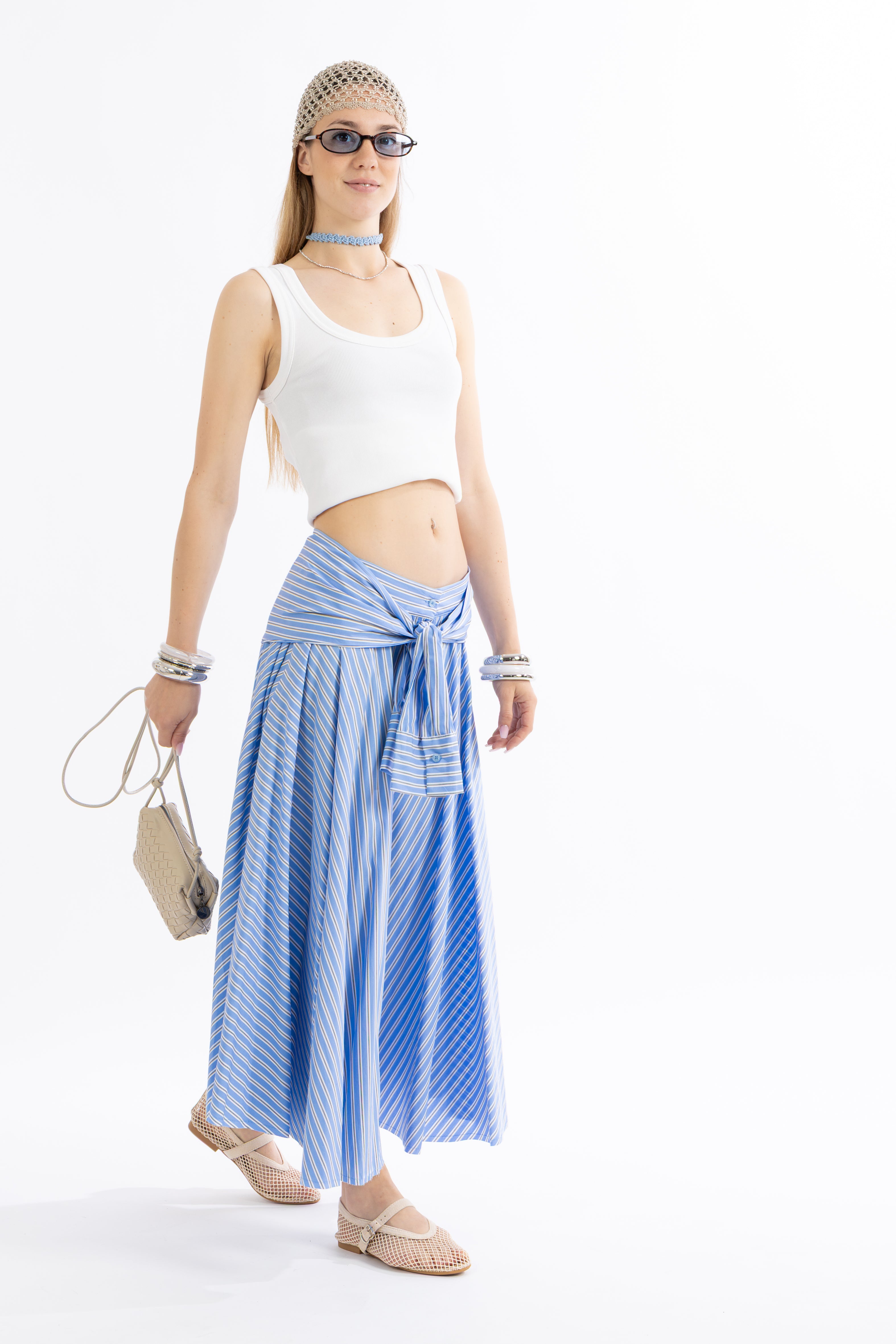 Gonna midi azzurra