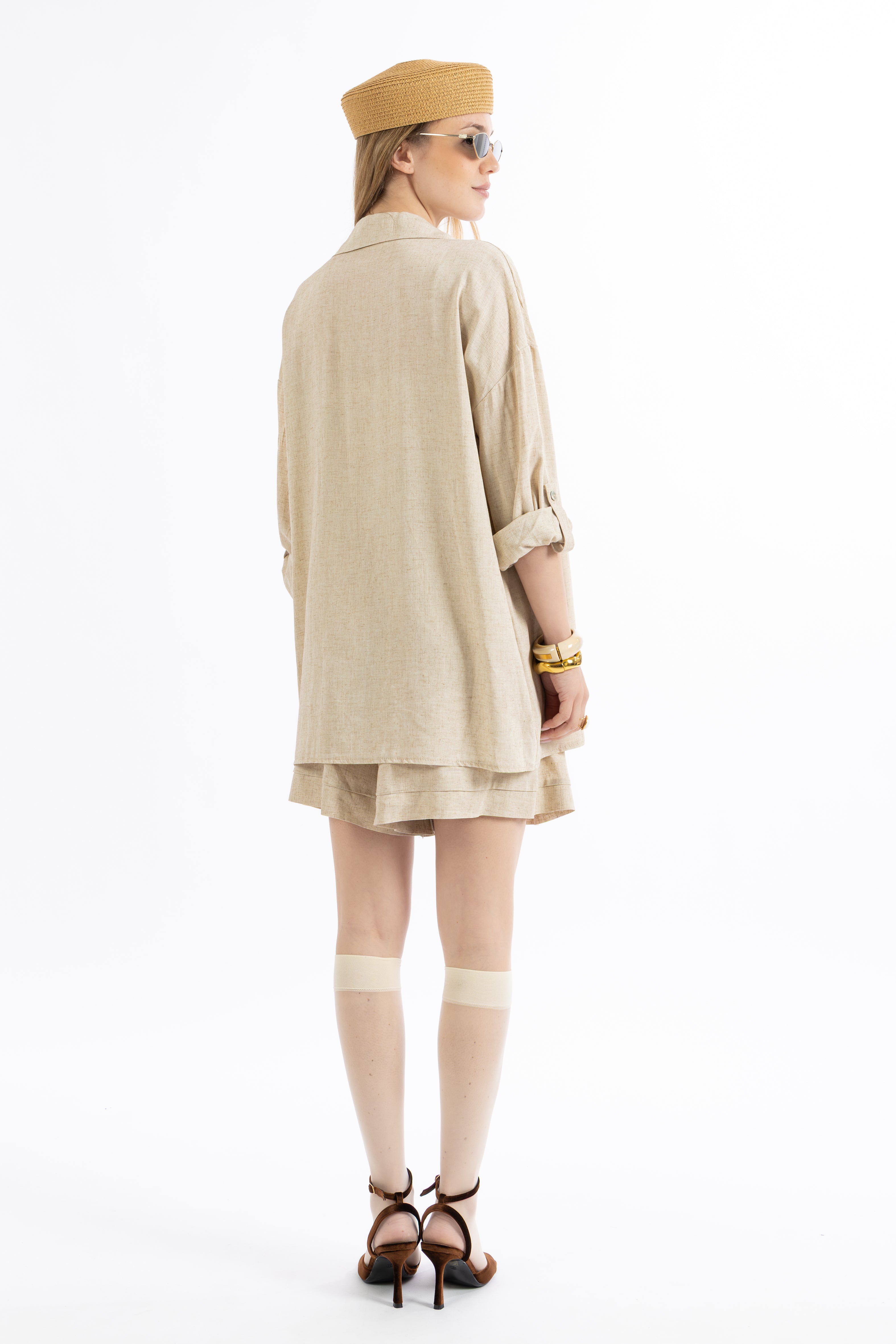 Coordinato short beige
