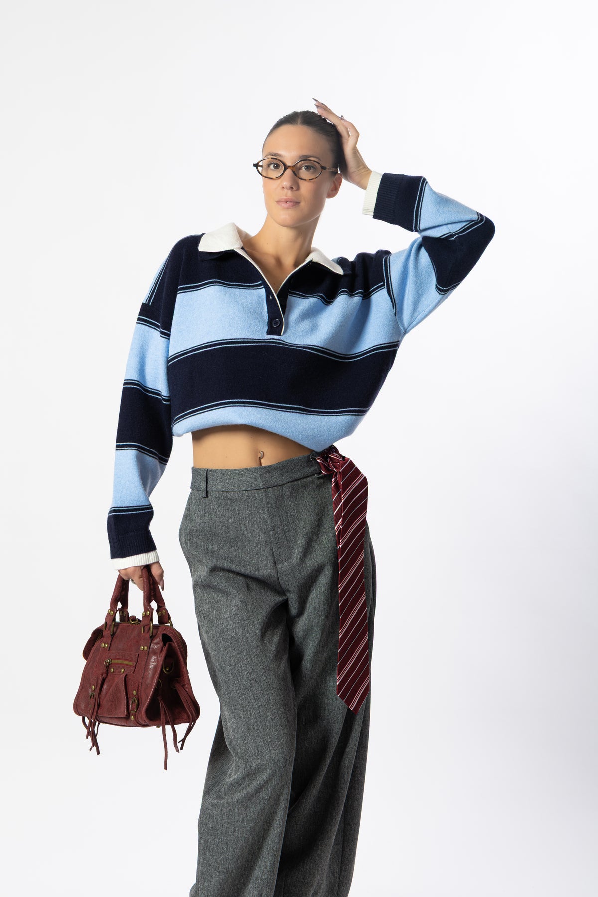 Pullover polo azzurro