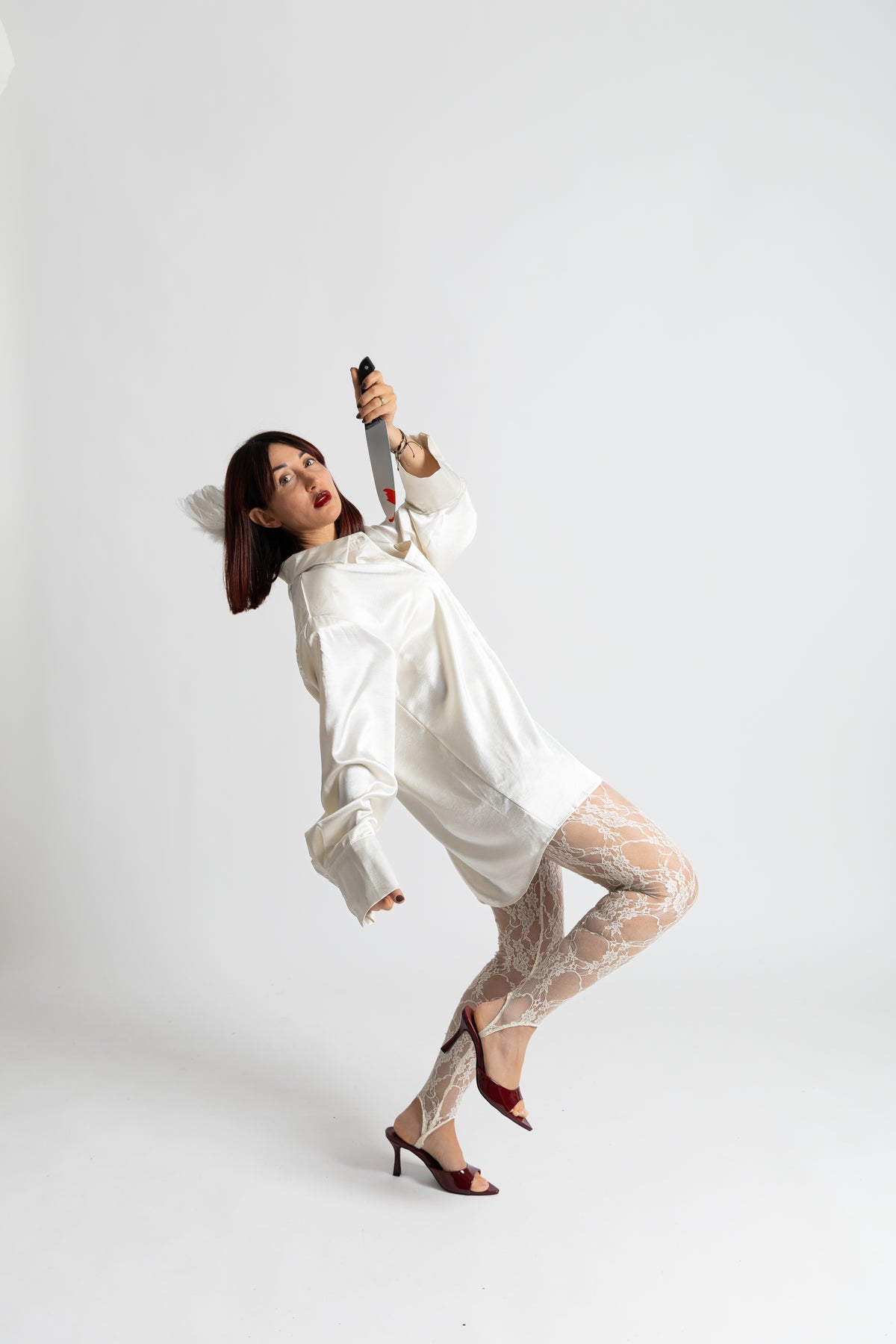 Camicia over raso champagne
