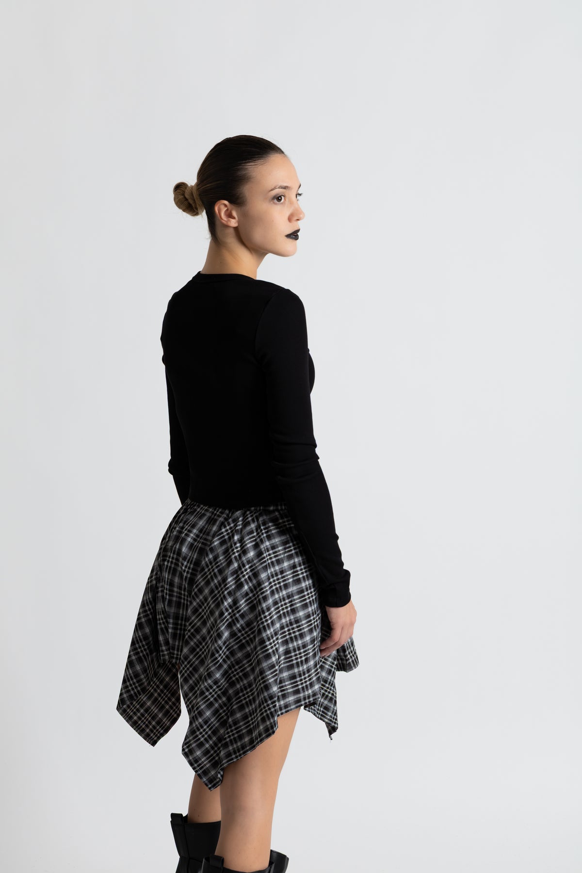 Gonna corta tartan grigio