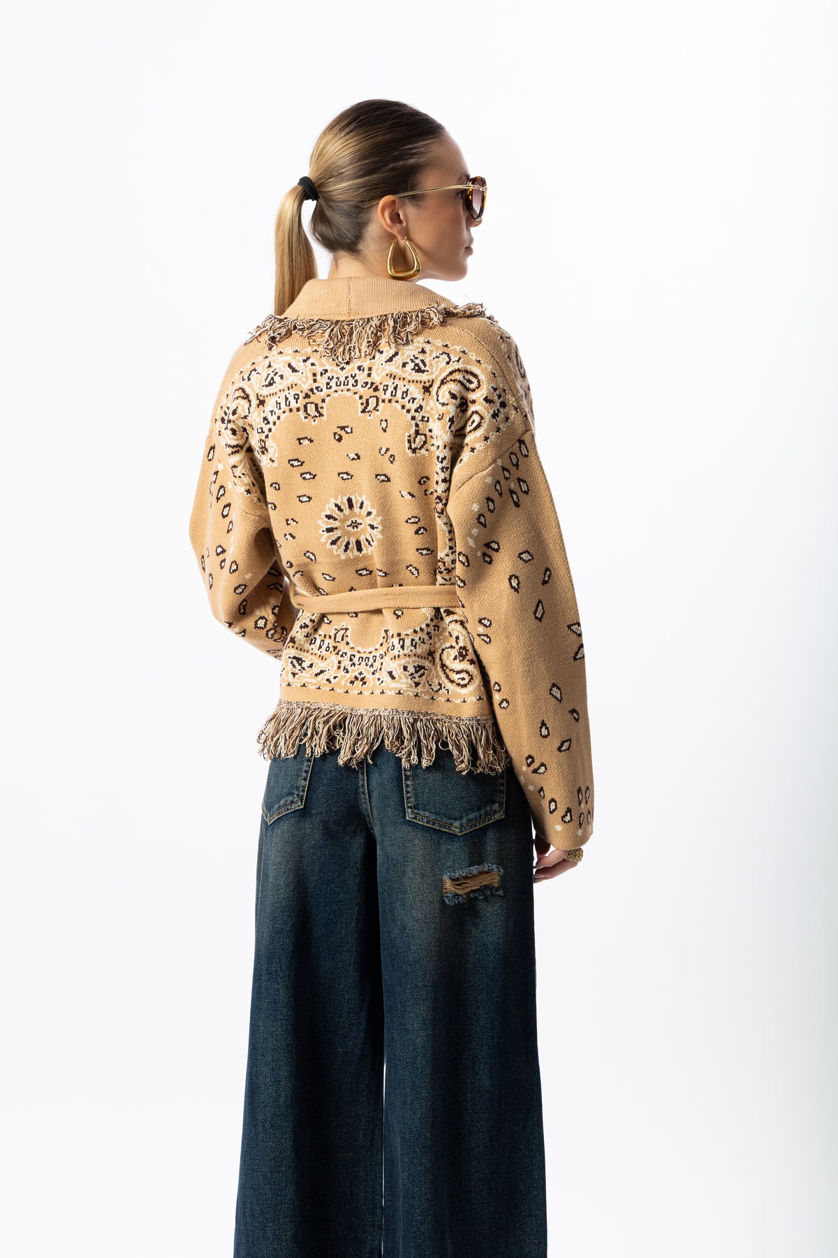 Cardigan bandana corto beige