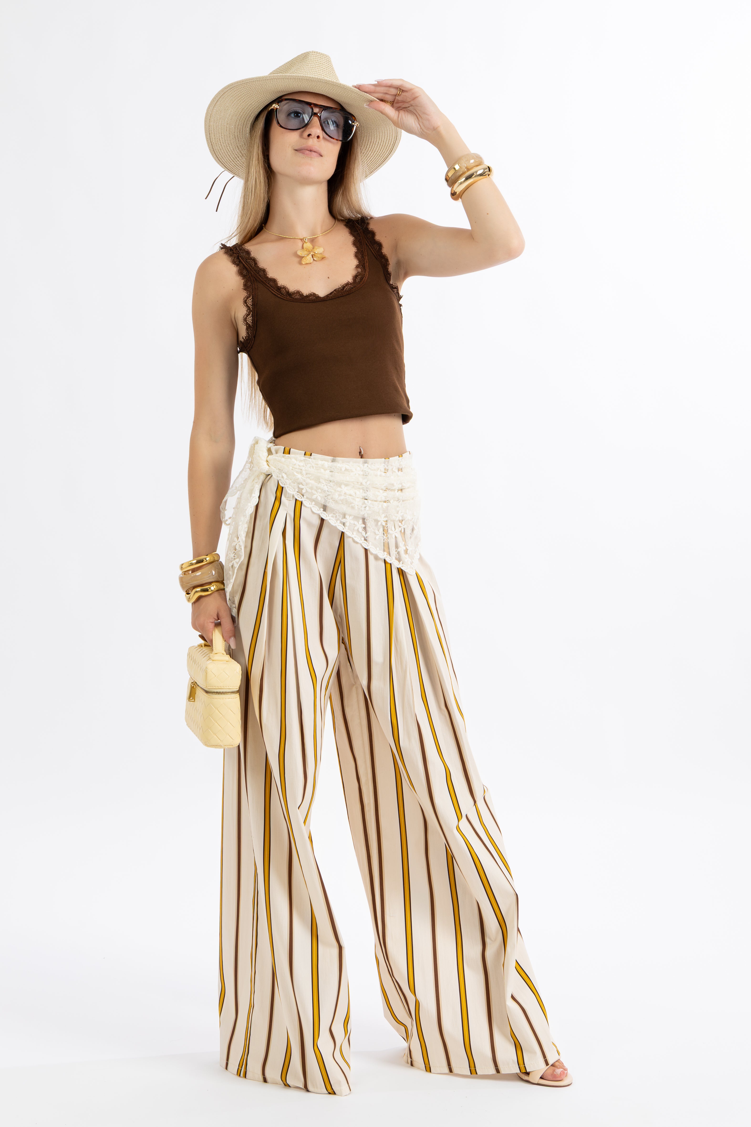 Pantalone panna a righe