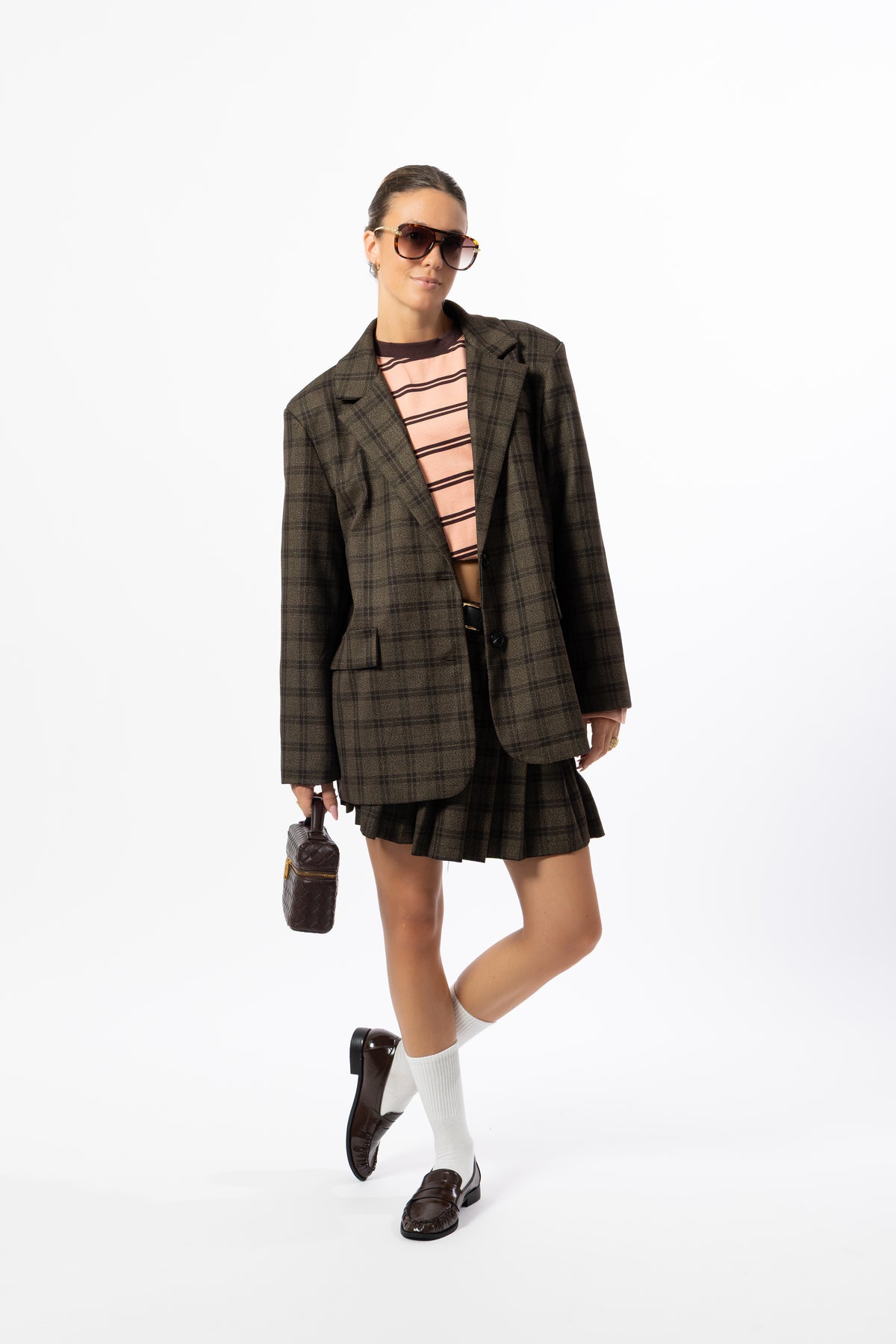 Blazer over tartan marrone