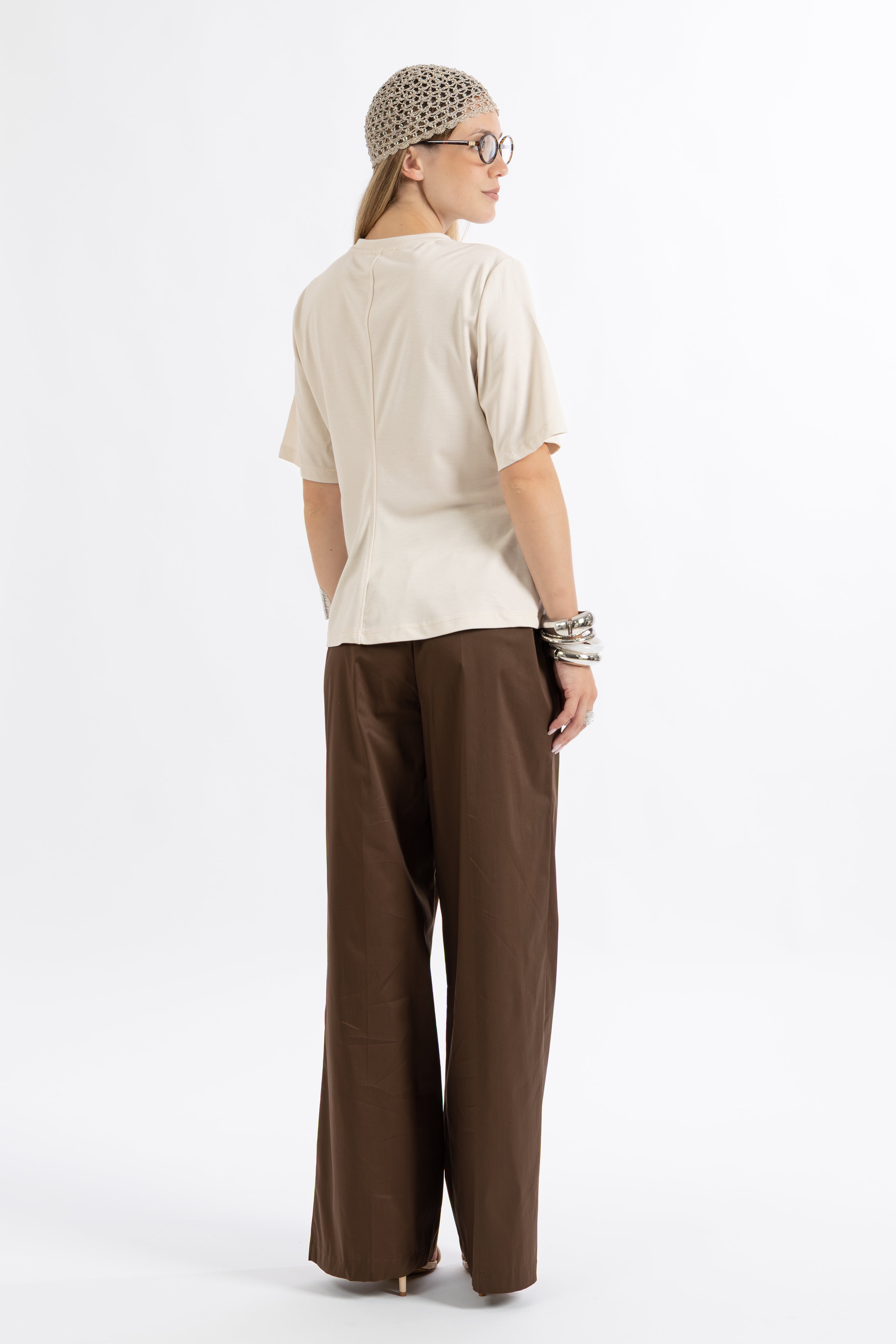 Pantalone marrone popeline