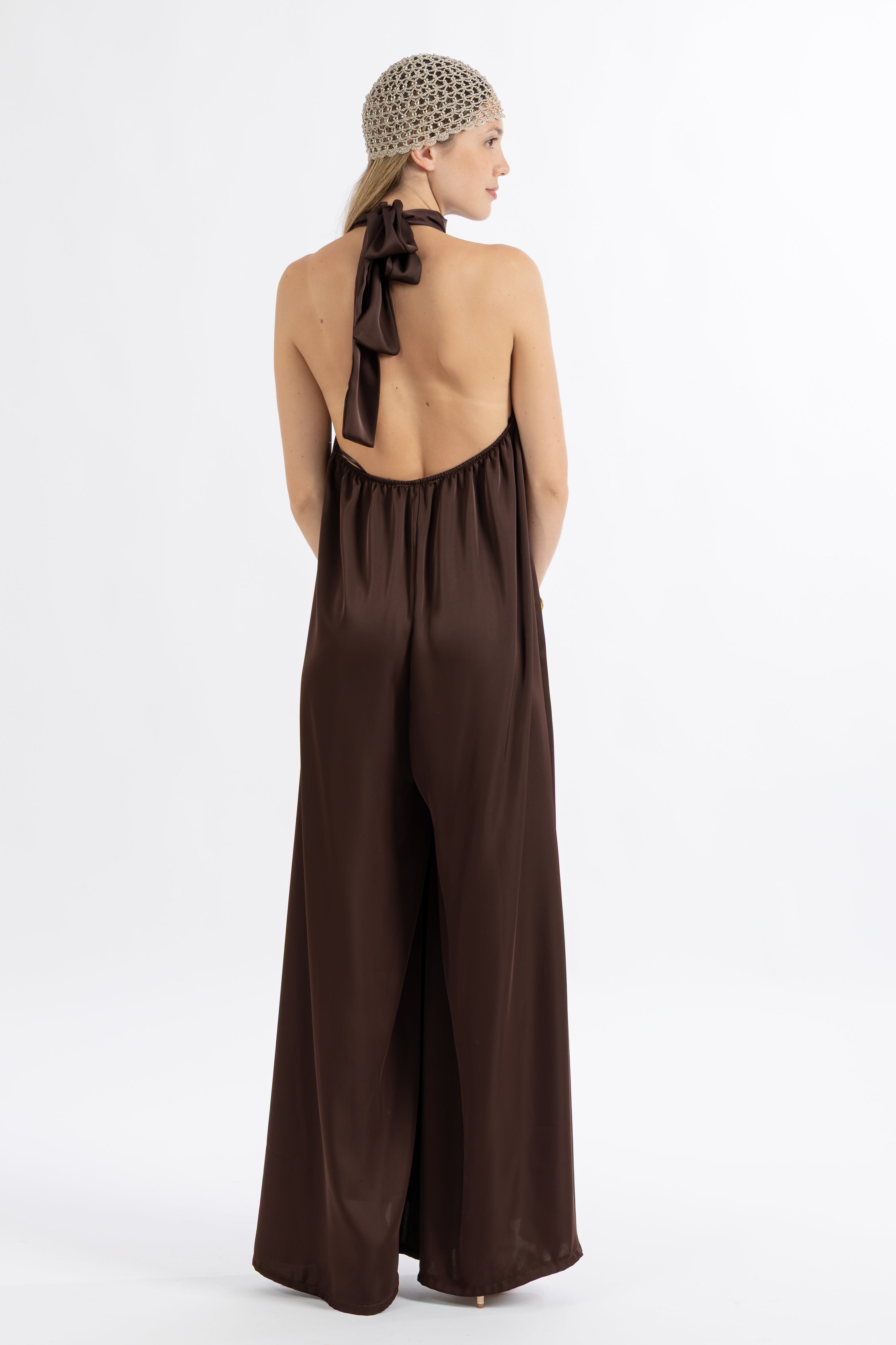 Jumpsuit raso cioccolato