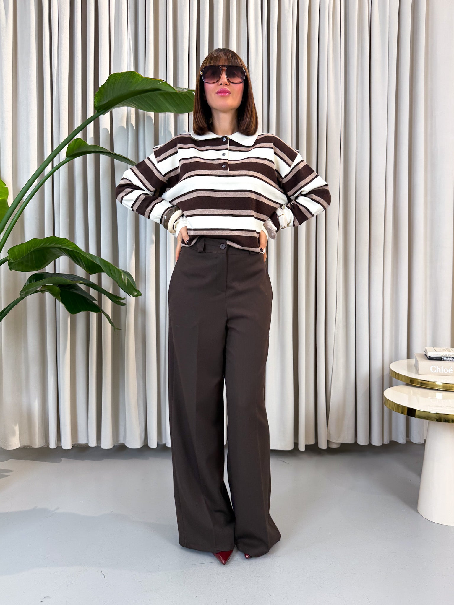 Pantalone a palazzo marrone