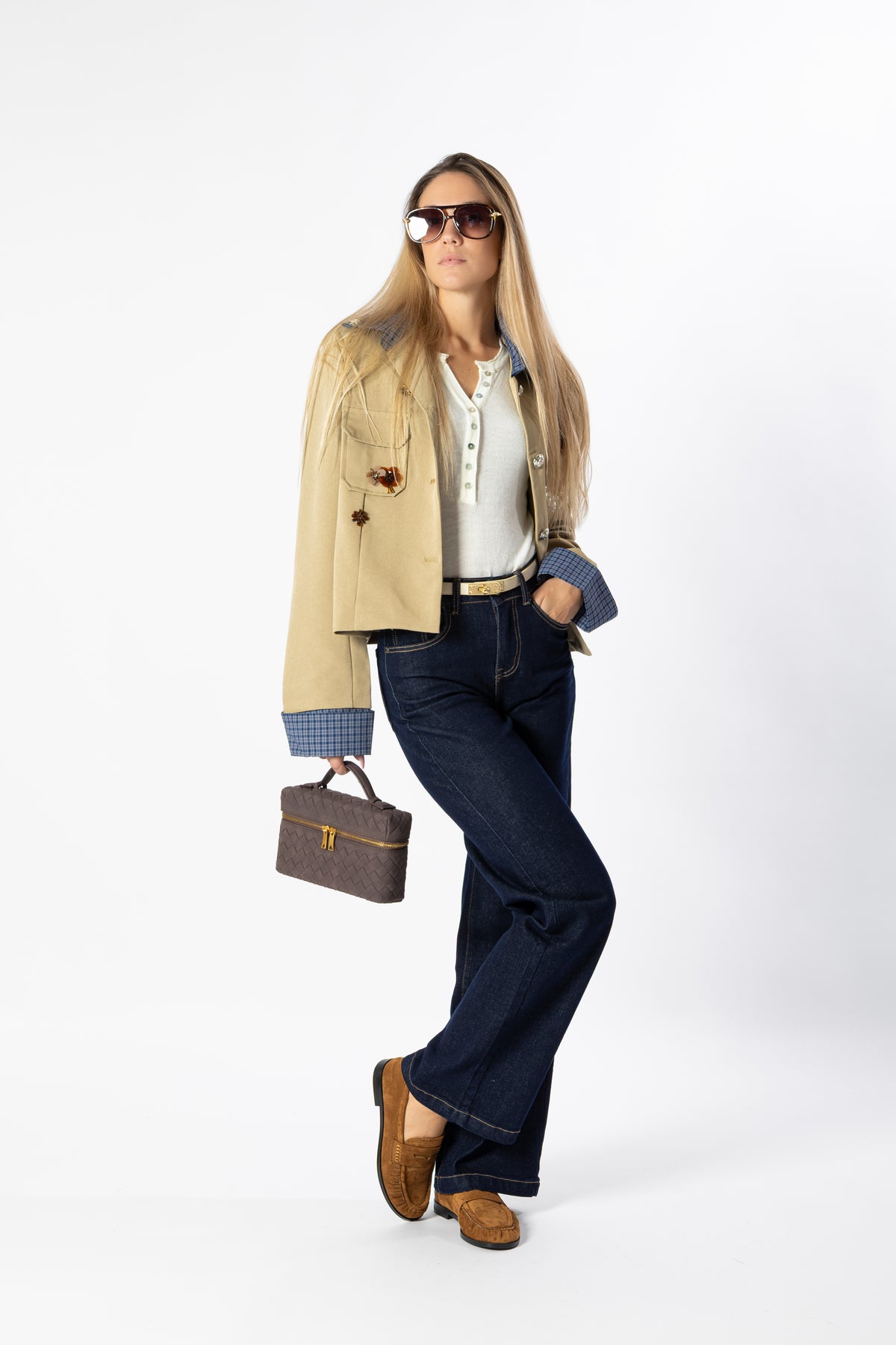 Jeans wide leg denim scuro