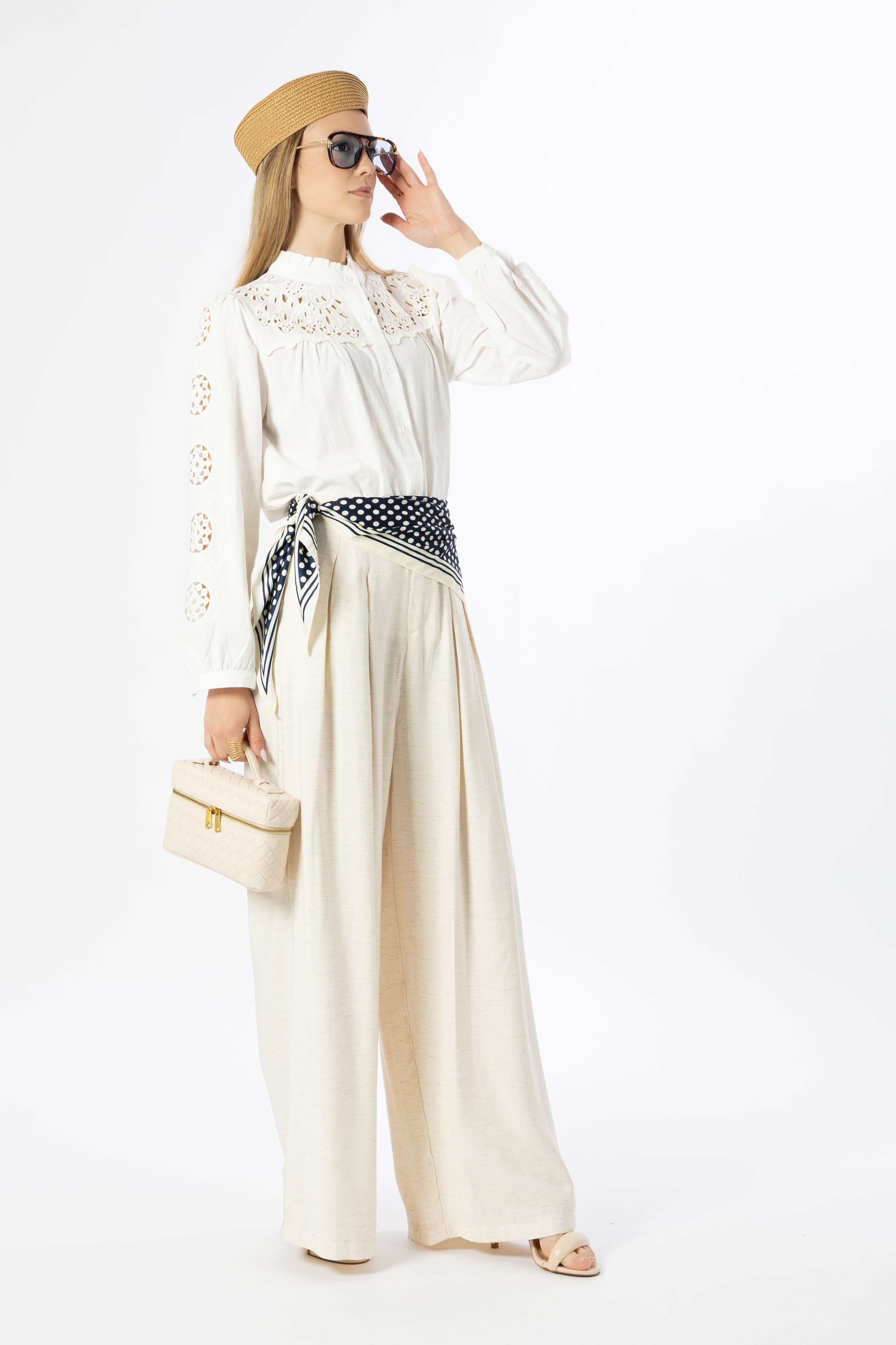 Pantalone lino panna