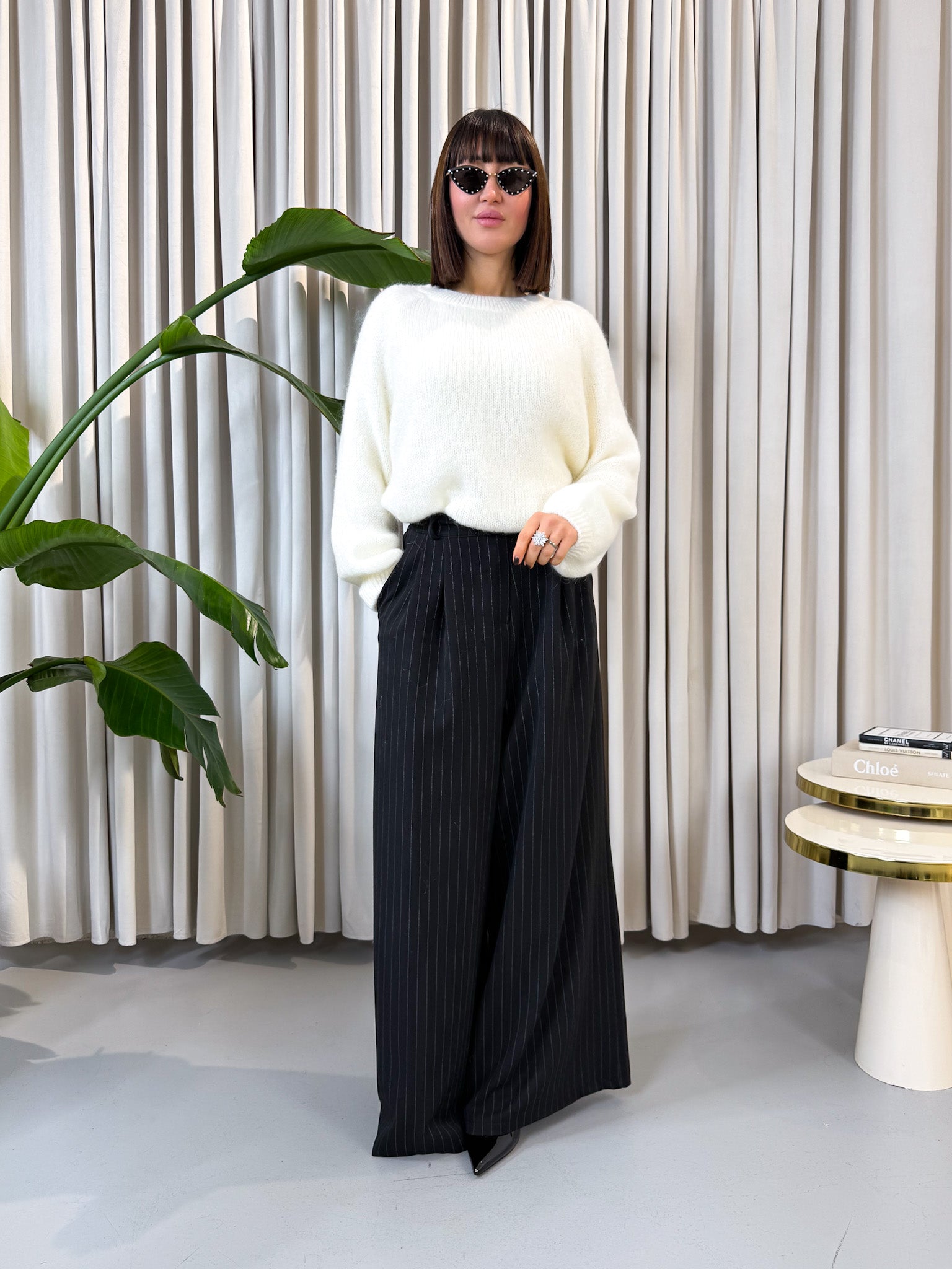 Maglione mohair panna