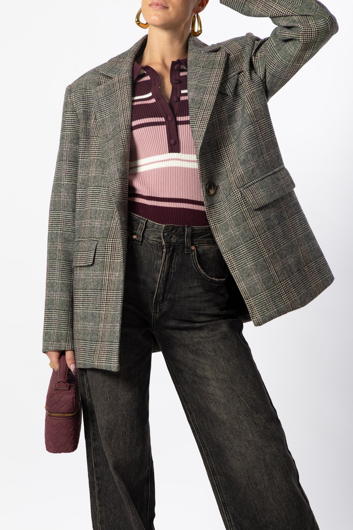 Blazer pied de poule grigio