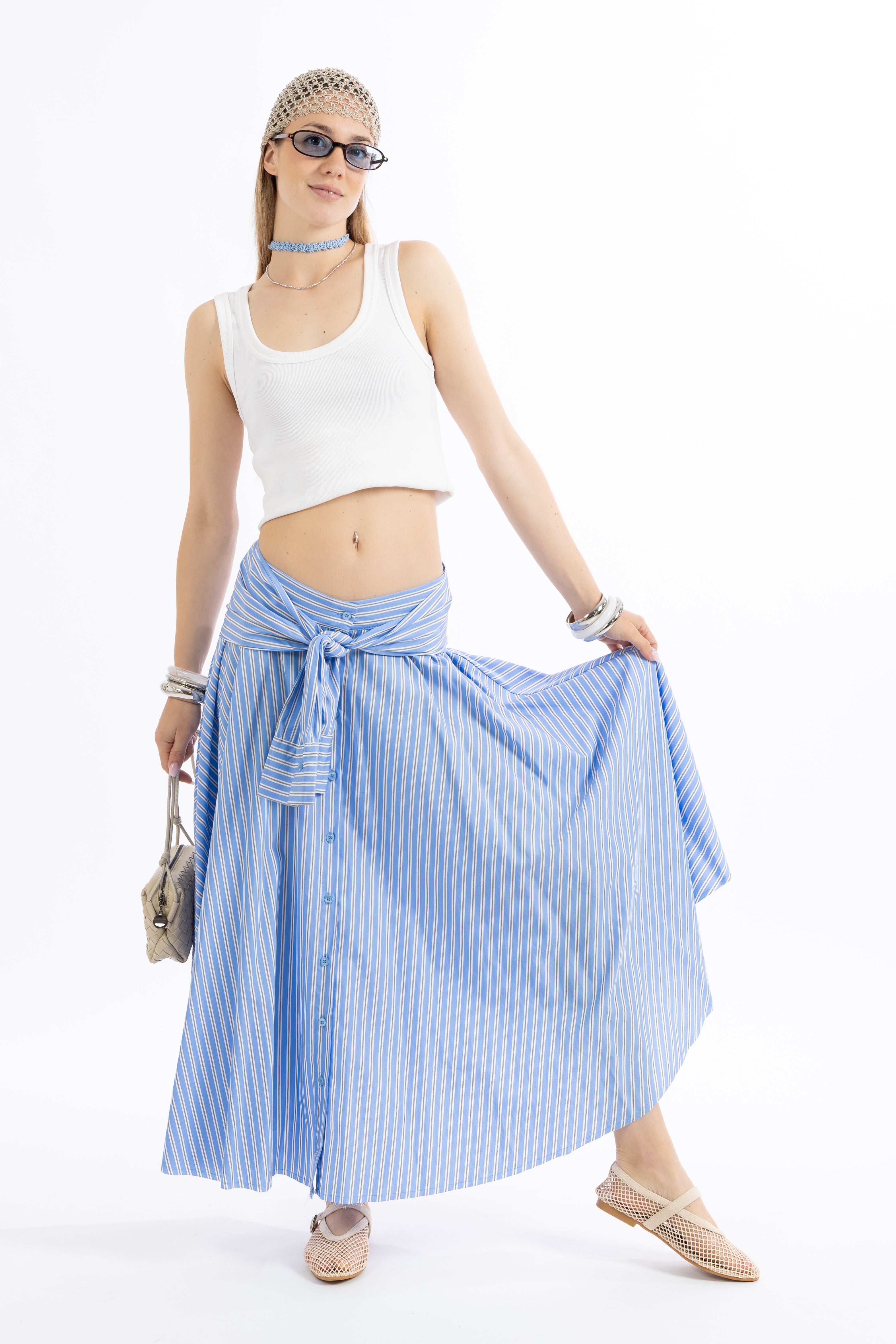 Gonna midi azzurra