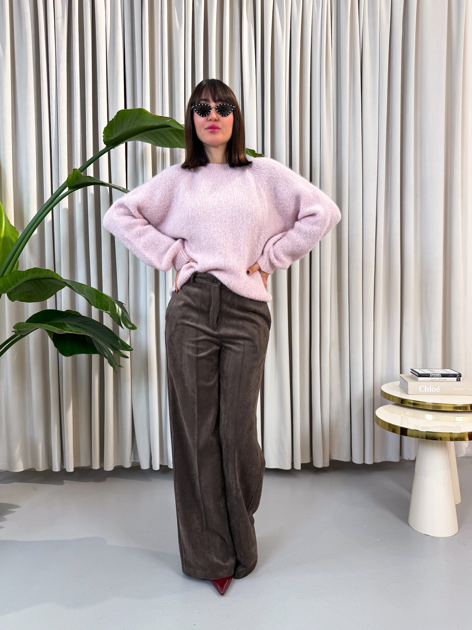 Maglione alpaca cipria