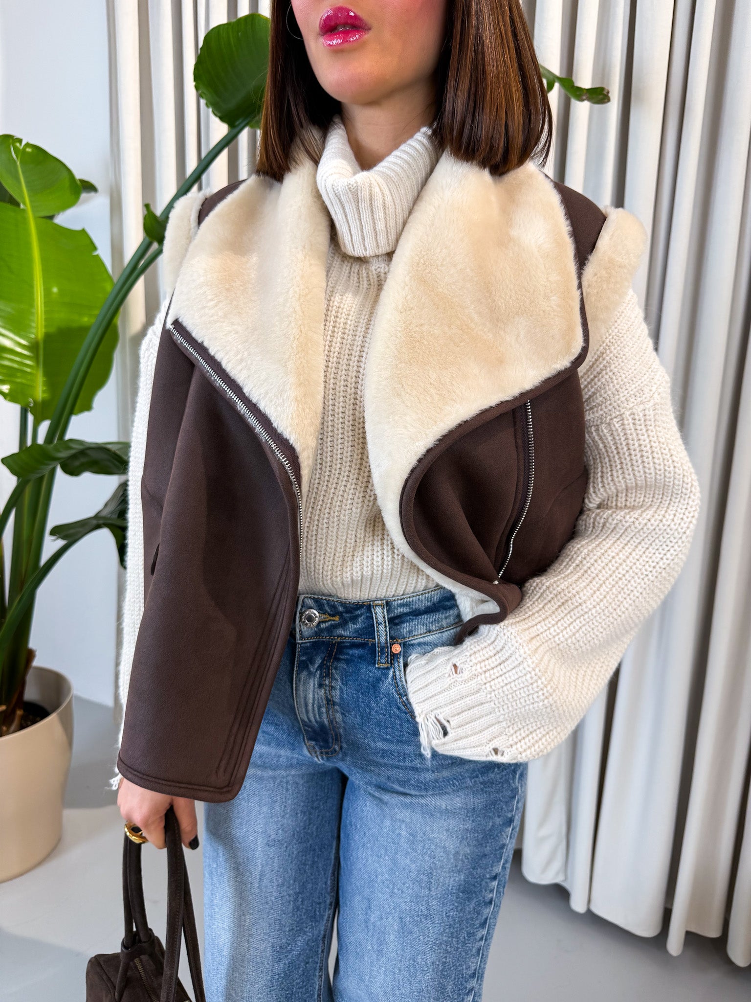 Gilet eco montone marrone