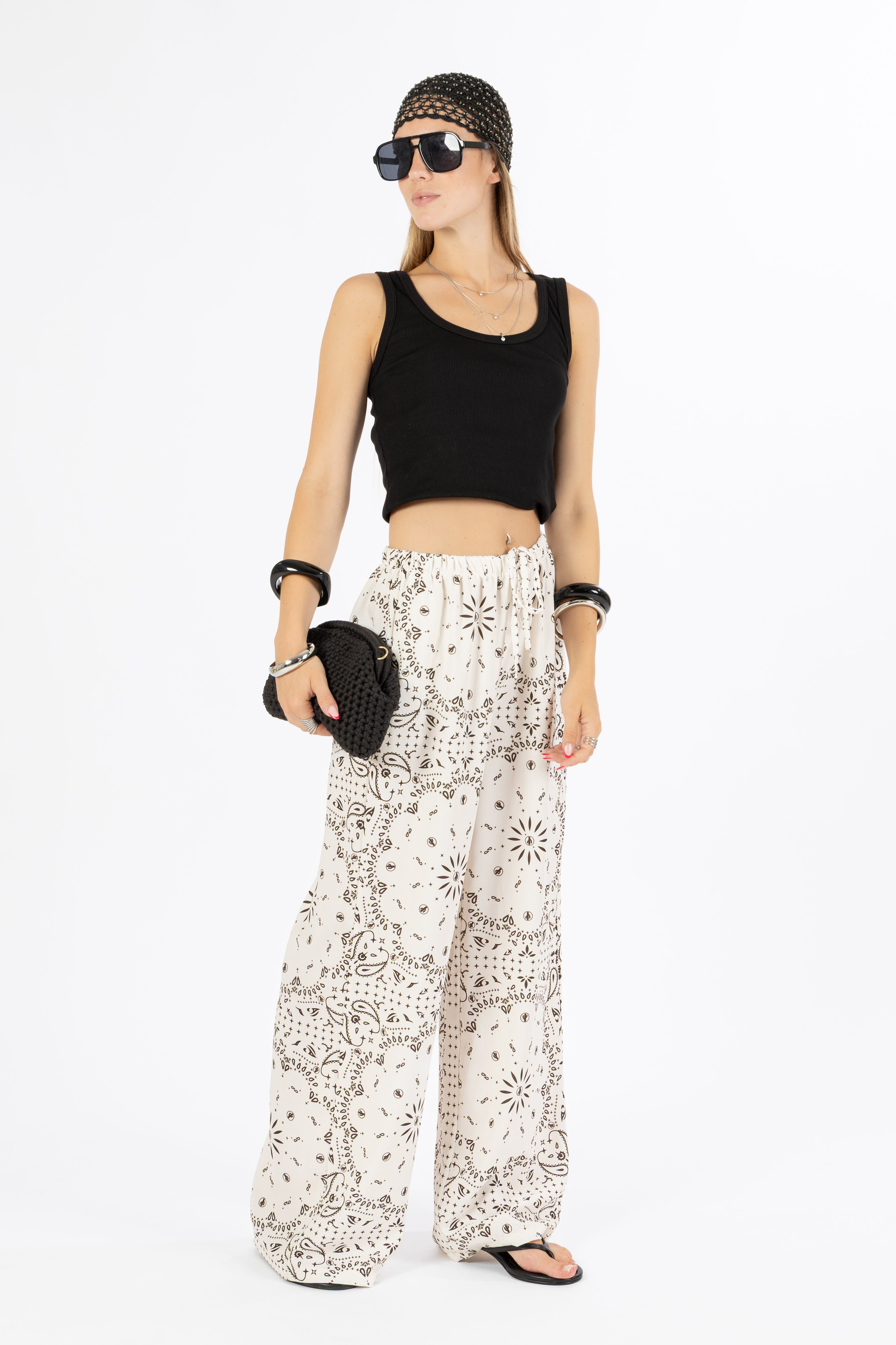Pantalone bandana bianco