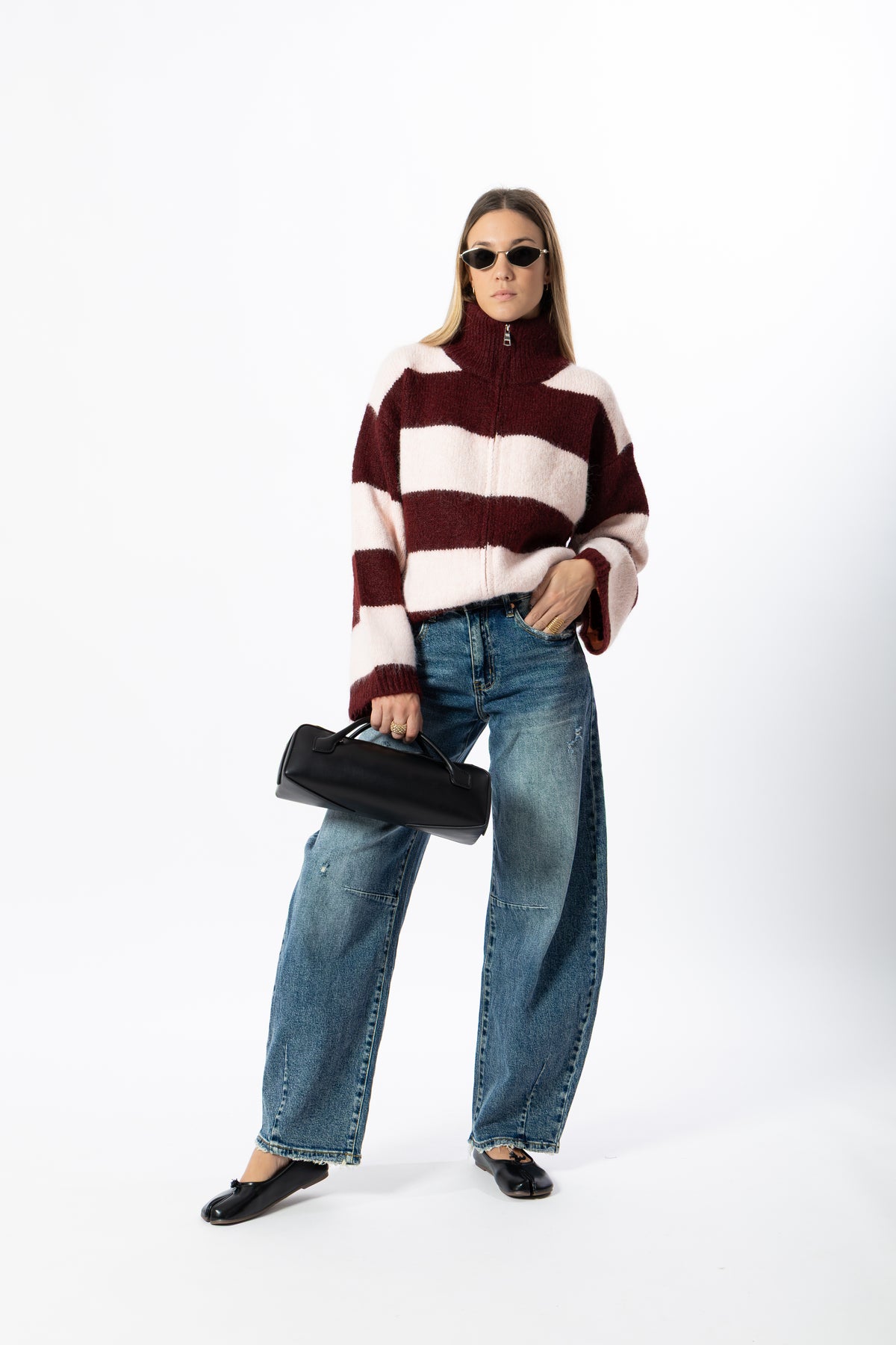 Maglione righe bordeaux