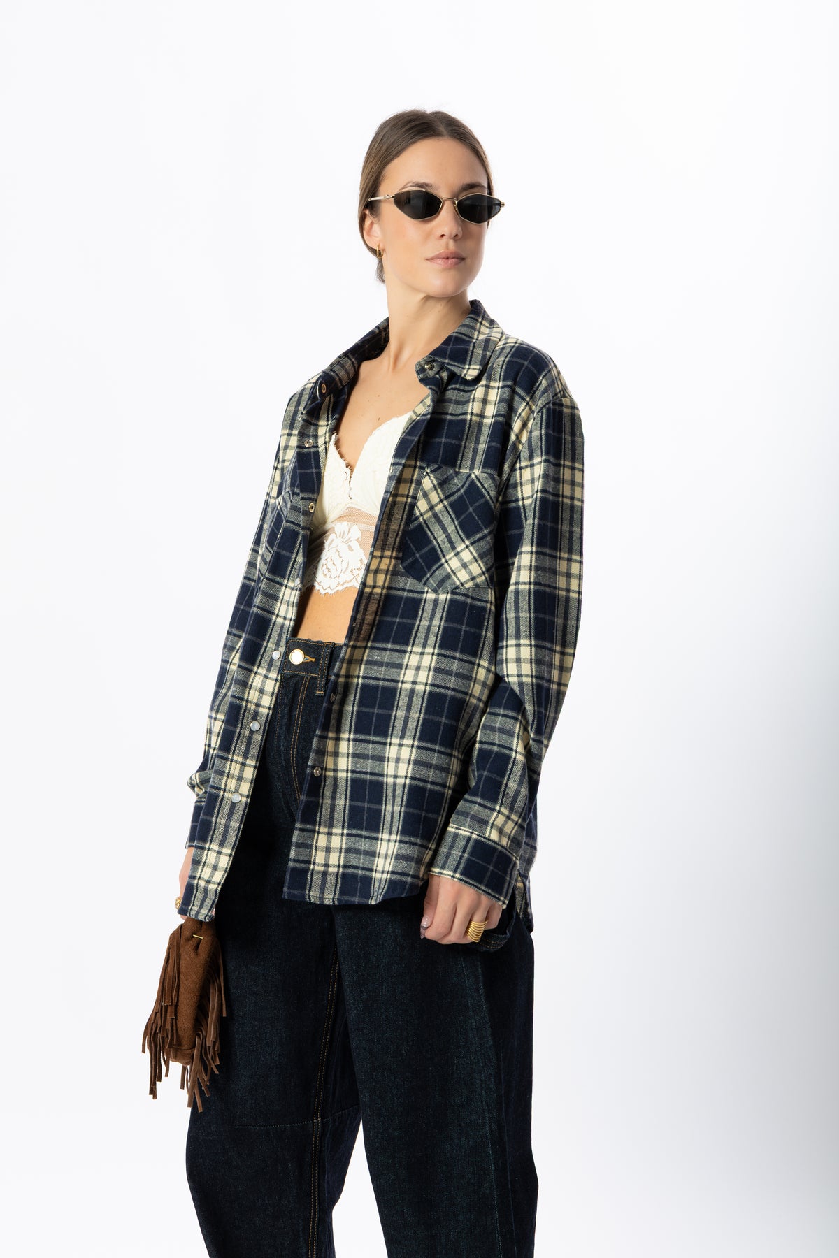 Camicia tartan blu