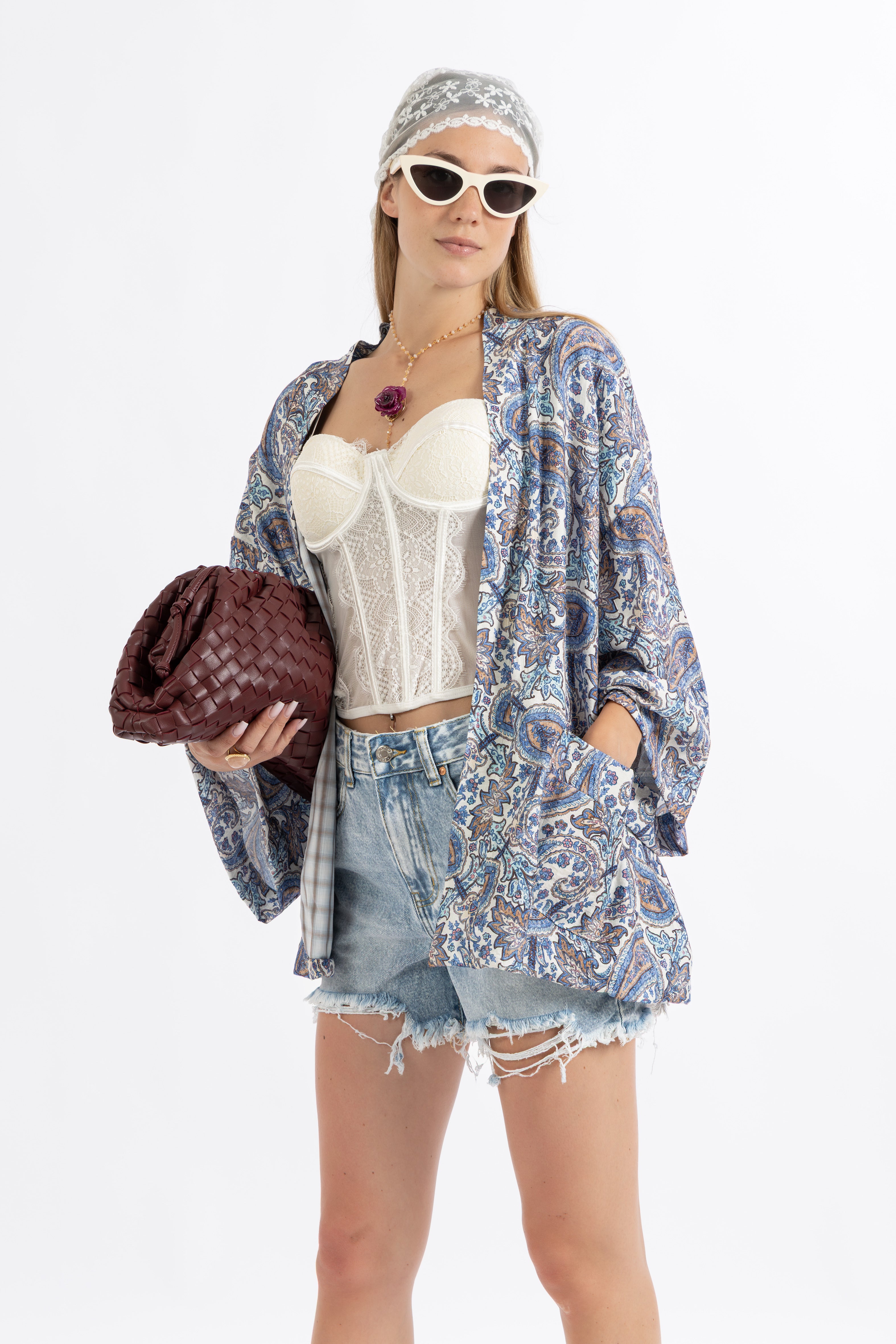 Kimono fantasia azzurra