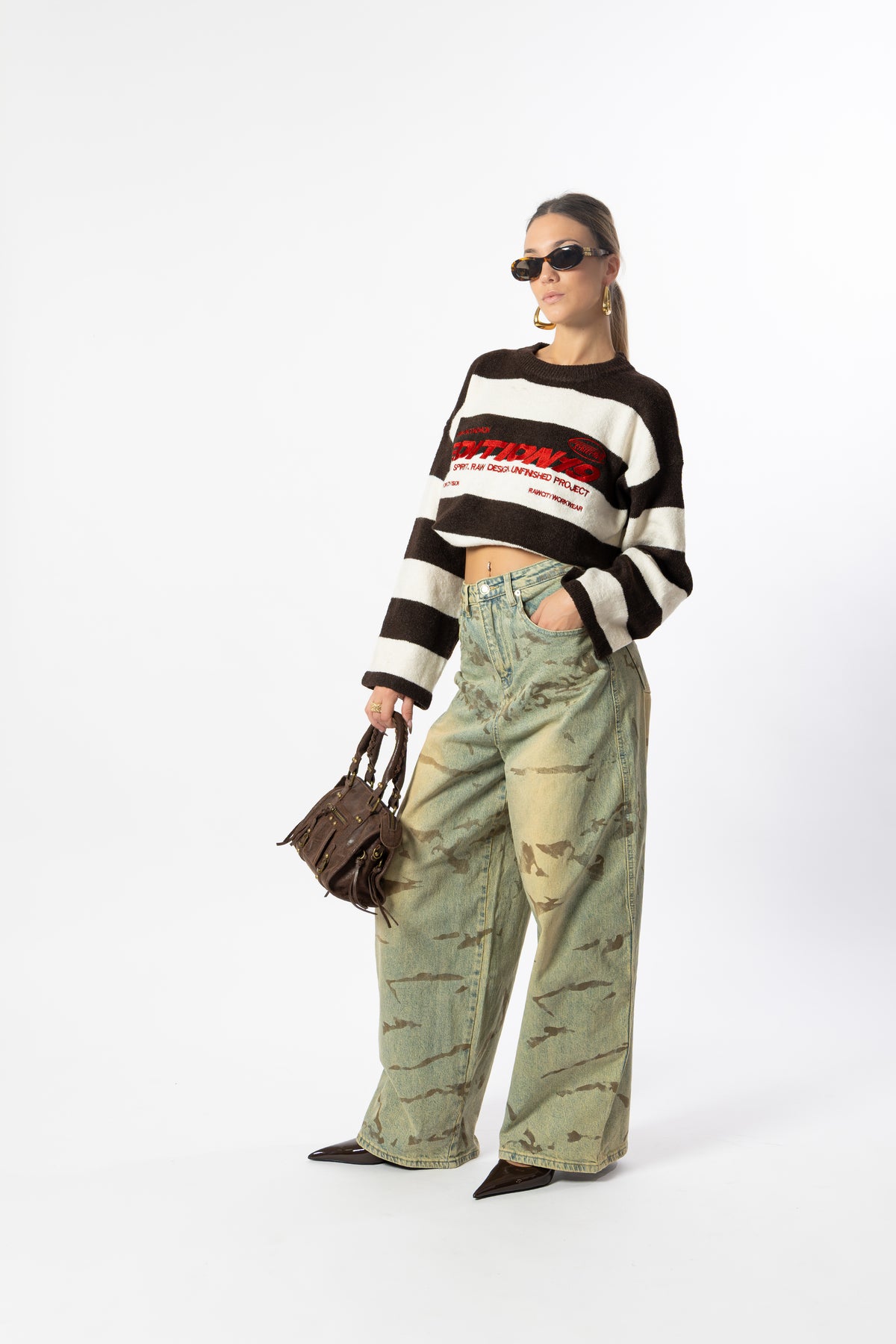 Jeans chiaro balloon effetto camouflage