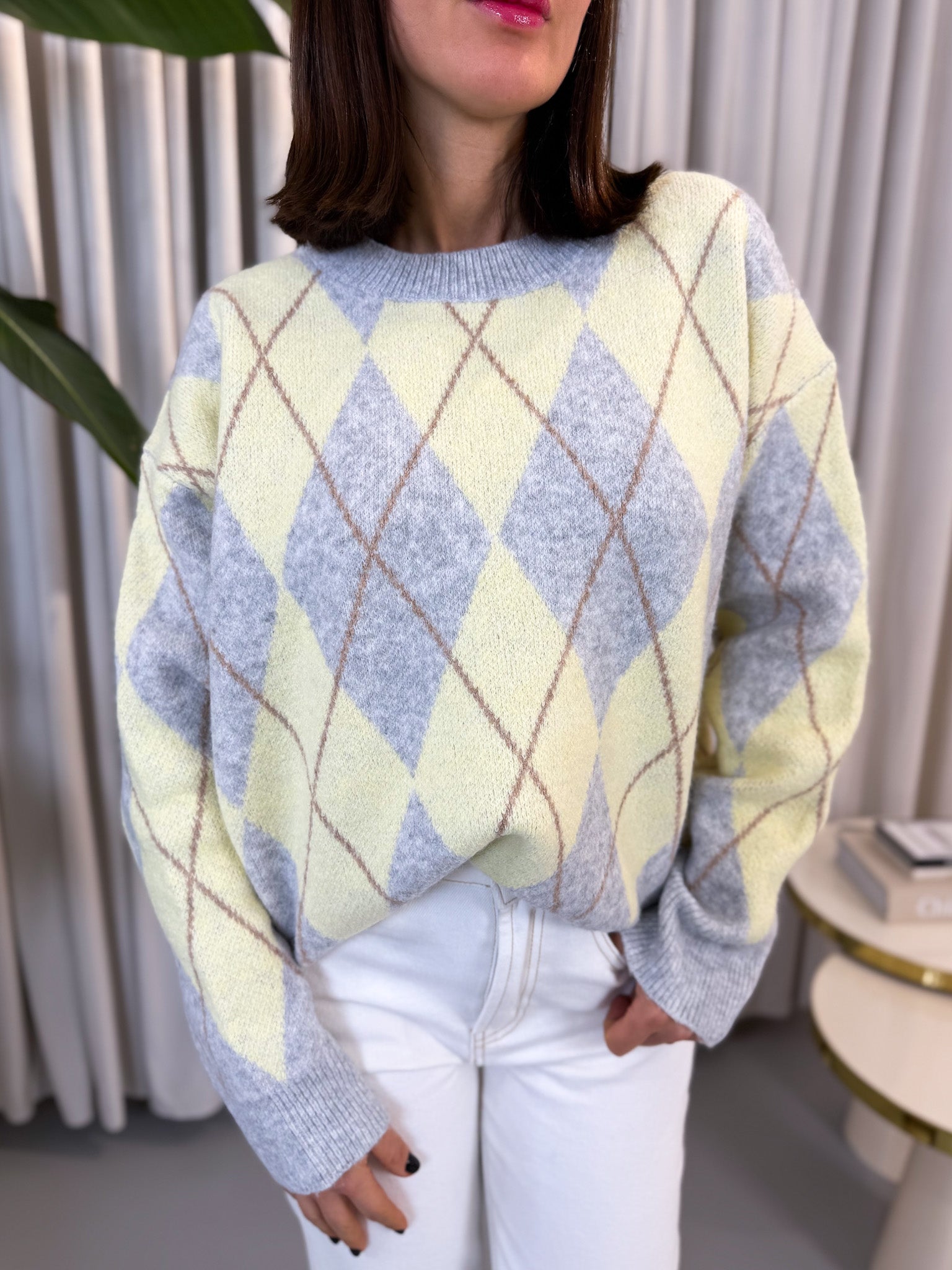 Pullover rombi giallo