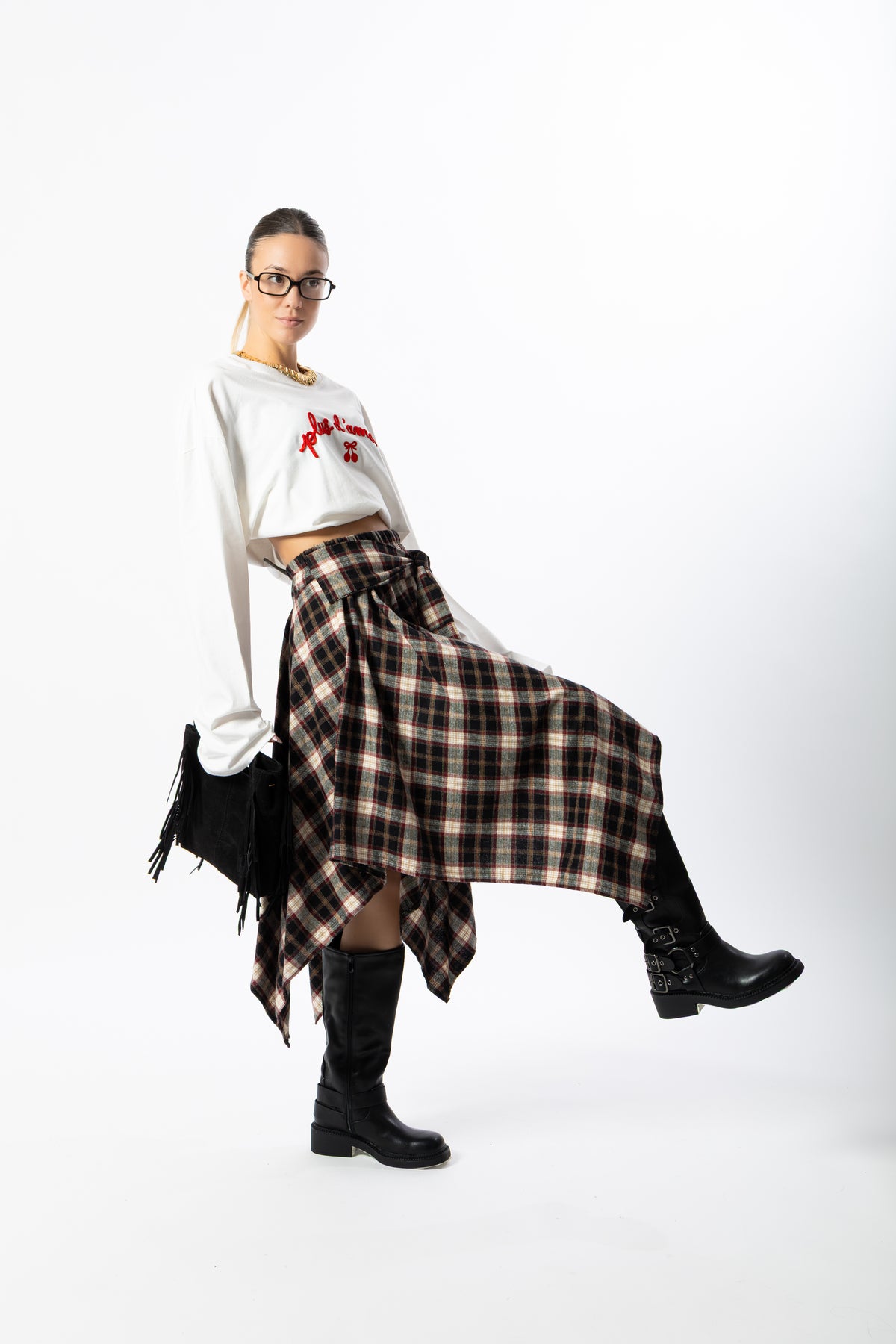Gonna midi tartan
